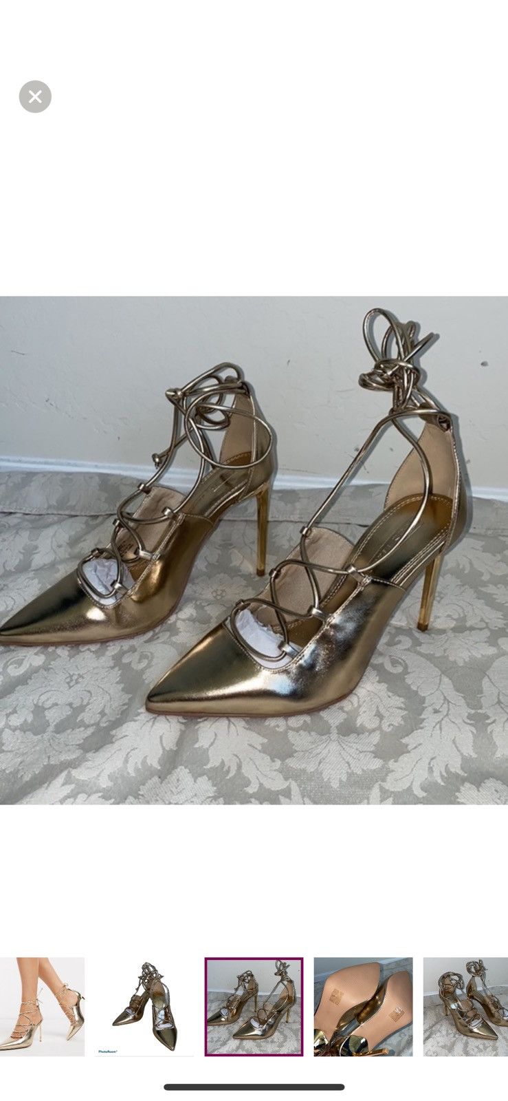 Asos ASOS watchful ghilie tie pump heels in champagne size 5 Size US 5 / IT 35 - 2 Thumbnail