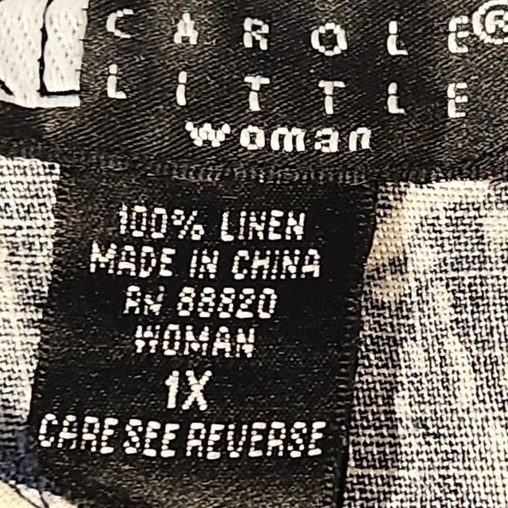 Vintage VINTAGE Carole Little Woman Blouse Shirt Womens 1X Blue White Linen Paisley Button Front Blouse Size XL / US 12-14 / IT 48-50 - 2 Thumbnail