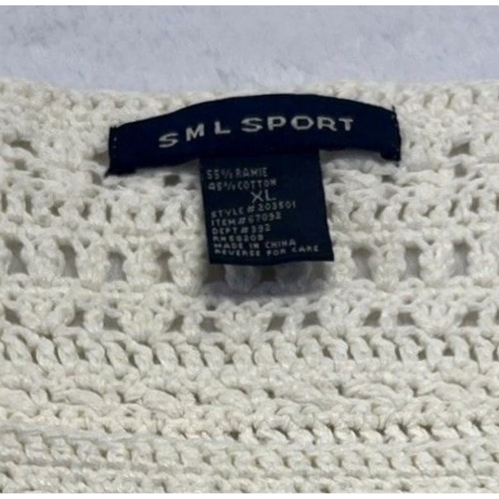 Vintage Cream SML Sport Ramie Cotton Crochet Sweater XL Ivory Bohemian Open-Knit Womens Pullover Size XL / US 12-14 / IT 48-50 - 6 Thumbnail