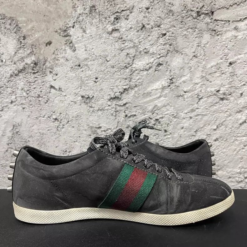 Gucci Gucci Black Sneakers with Green and Red Stripe-2505 Size US 8.5 / EU 41-42 - 4 Thumbnail