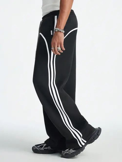 Japanese Brand × Vintage Loose fit Stripe Lampas Y2k Sweatpants Size US 32 / EU 48 - 3 Thumbnail