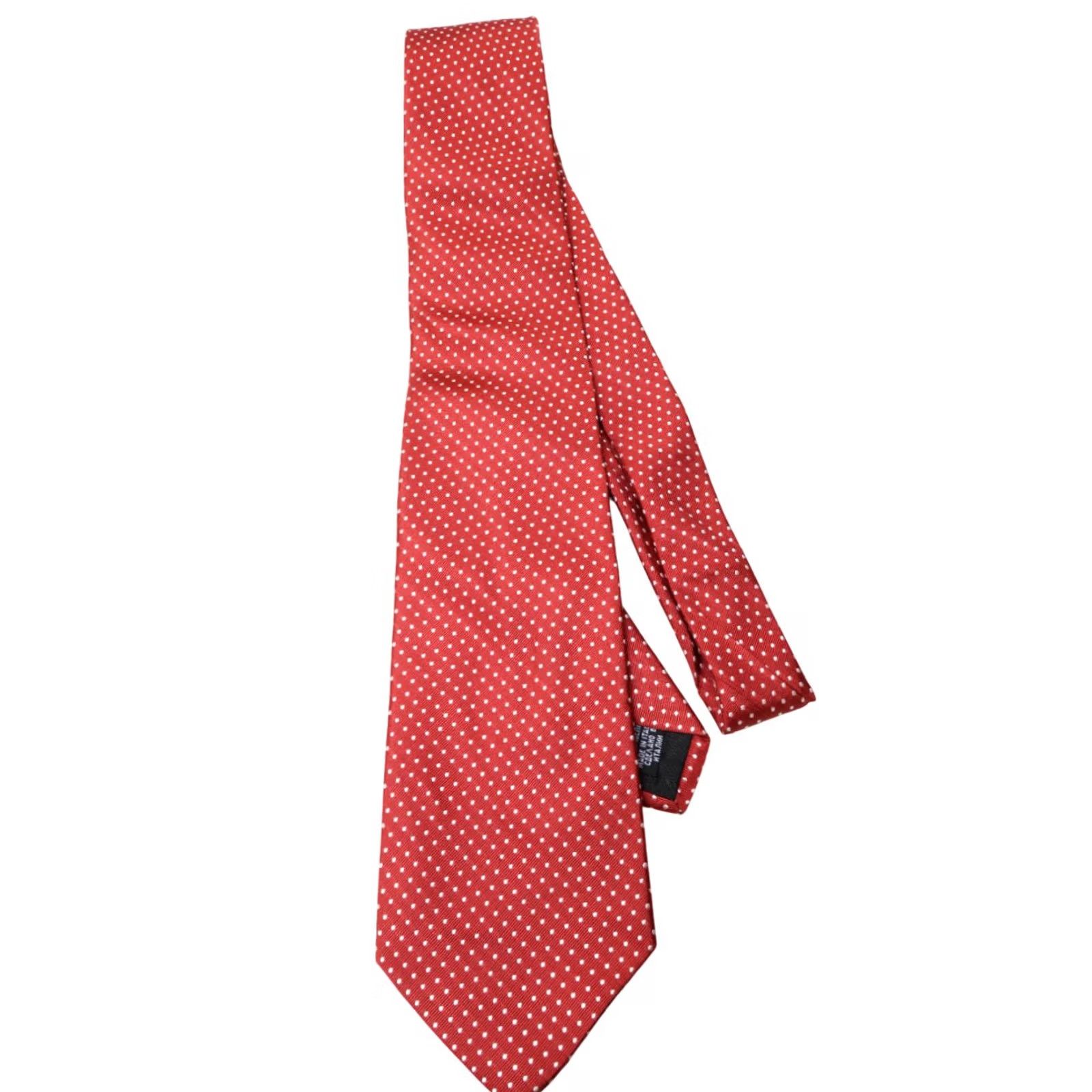 Hugo Boss HUGO BOSS Tie Men's ONE SIZE Red Polka Dot Patterned Pure Silk Pointed Size ONE SIZE - 4 Thumbnail