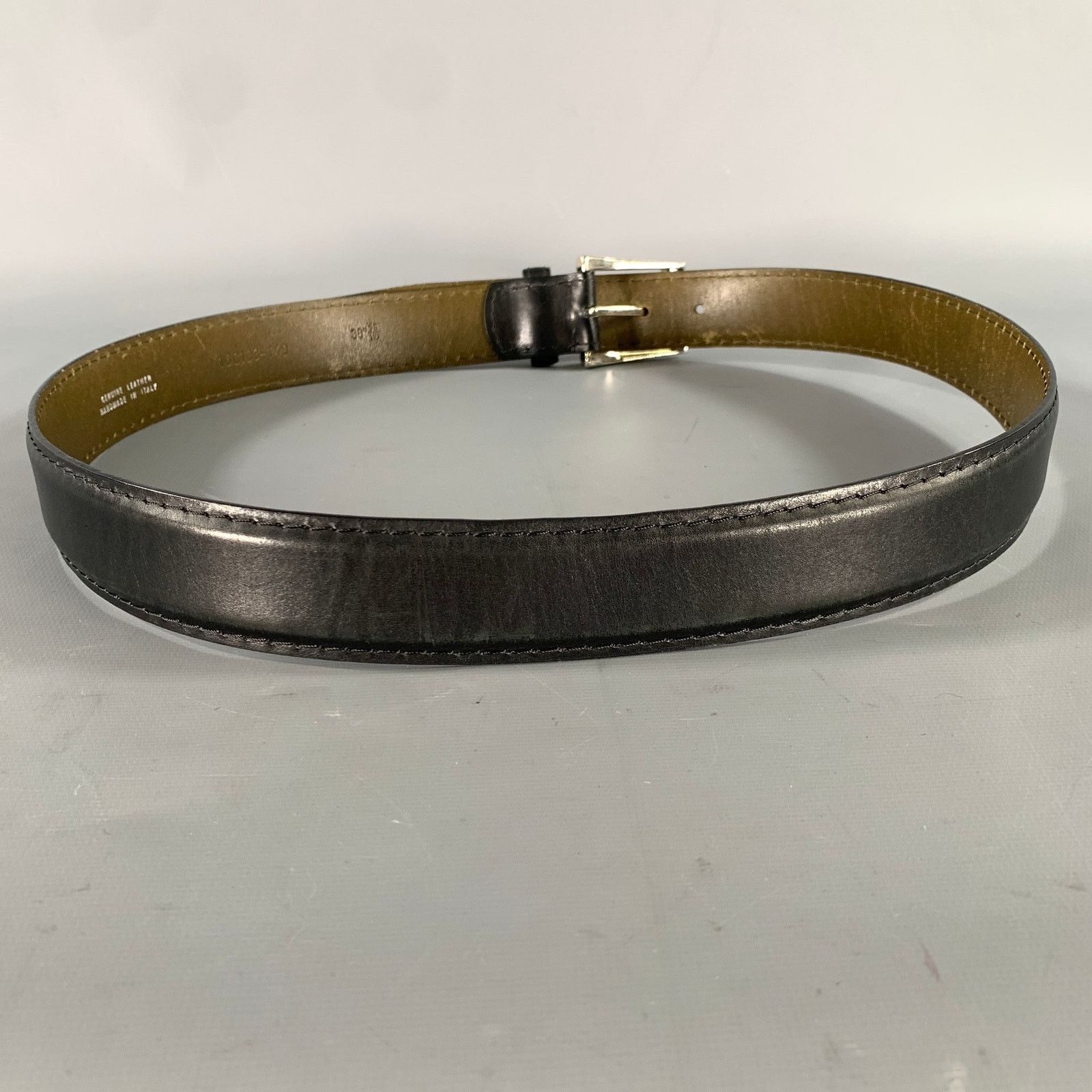 Other TARDINI Size 38 Black Crackled Leather Belt Size 38 - 3 Thumbnail