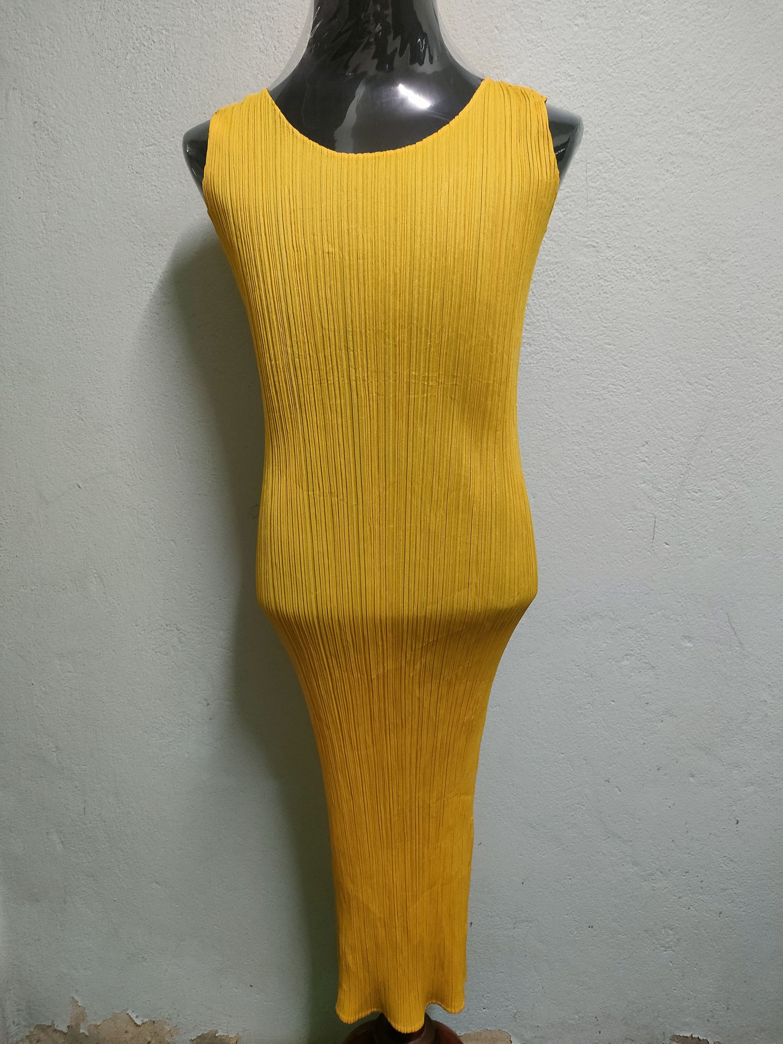 Pleats Please Sleeveless Mustard Dress