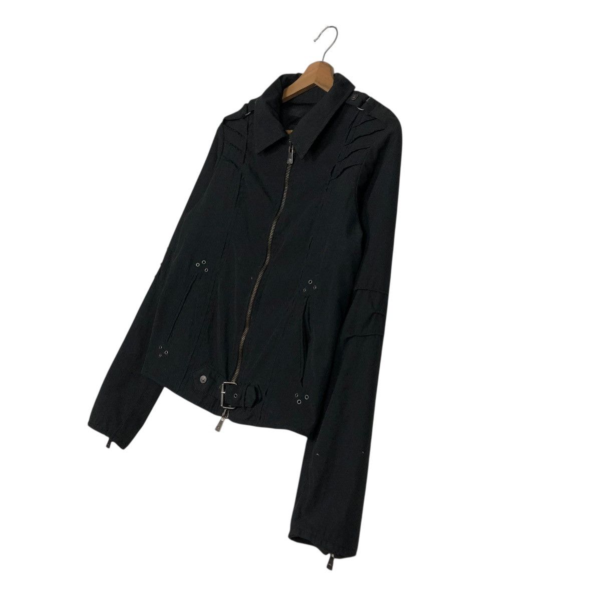 Versace Jeans Couture 🔥RICH BLACK CROPPED BIKER JACKET BONDAGE DESIGN VERSACE Size US M / EU 48-50 / 2 - 4 Thumbnail