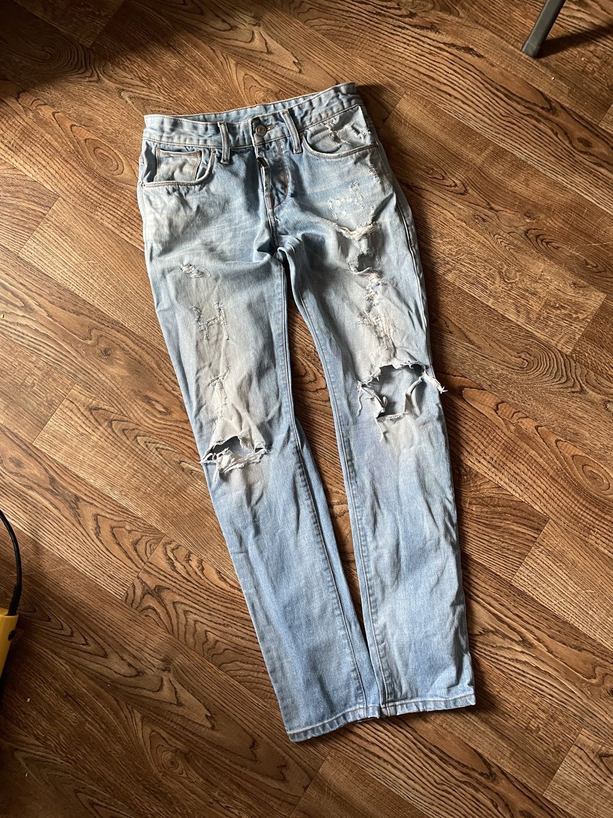 Japanese Brand Takeshy Kurosawa distressed patches Selvedge Denim Jeans Size US 30 / EU 46 - 2 Thumbnail