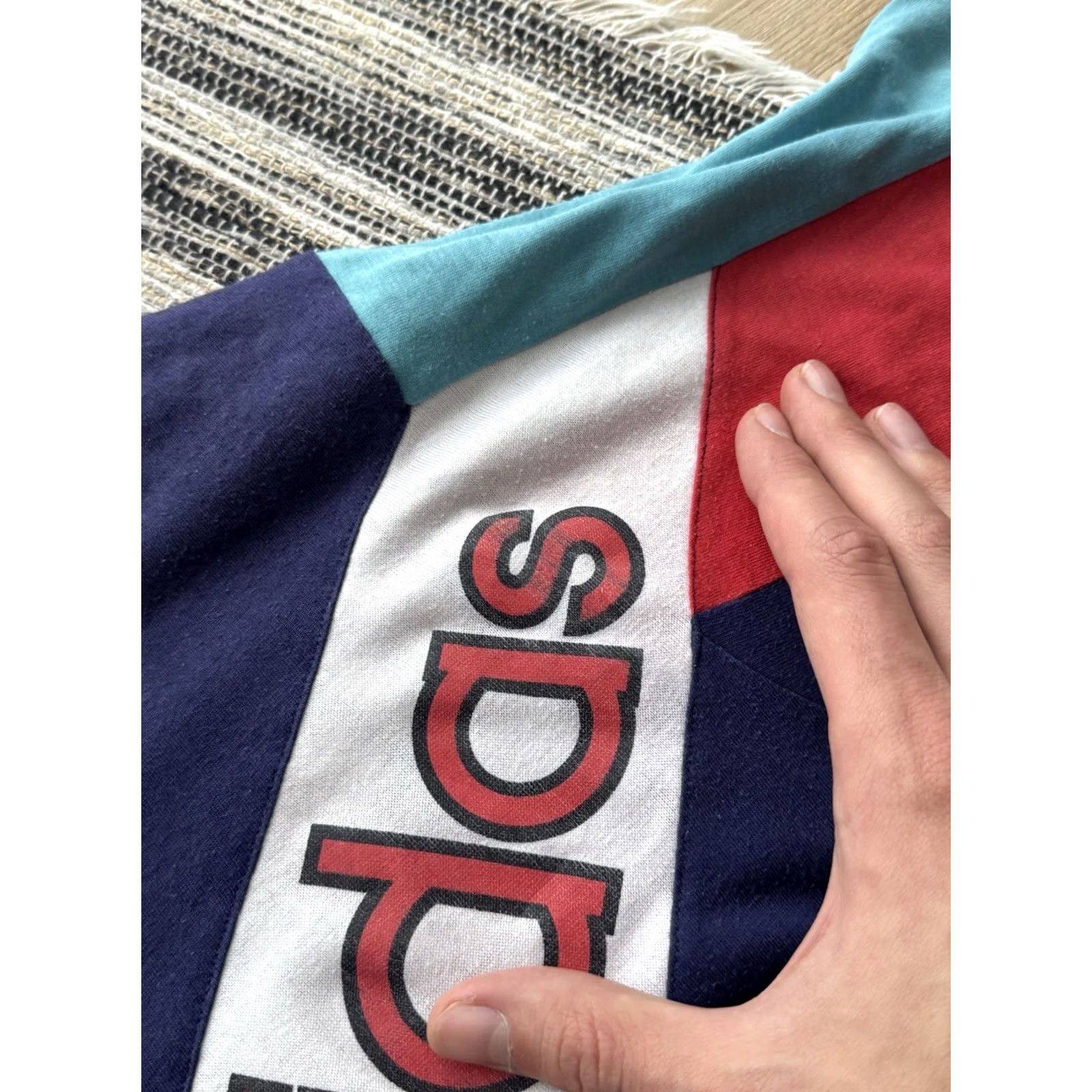 Adidas VINTAGE Adidas Double Logo T Shirt Mens L 80s 90s Blue City Retro Rare Logo USA Japanese Style Size US L / EU 52-54 / 3 - 6 Thumbnail
