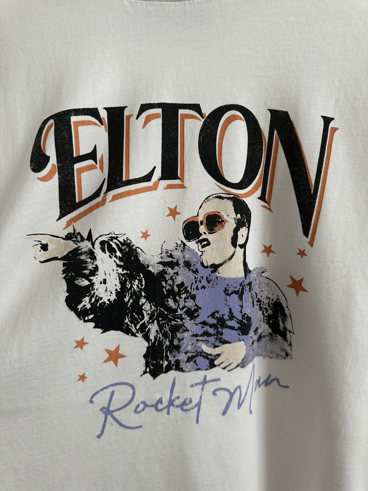 Vintage Vintage Elton John Rocket Man White T-shirt Size US M / EU 48-50 / 2 - 4 Thumbnail