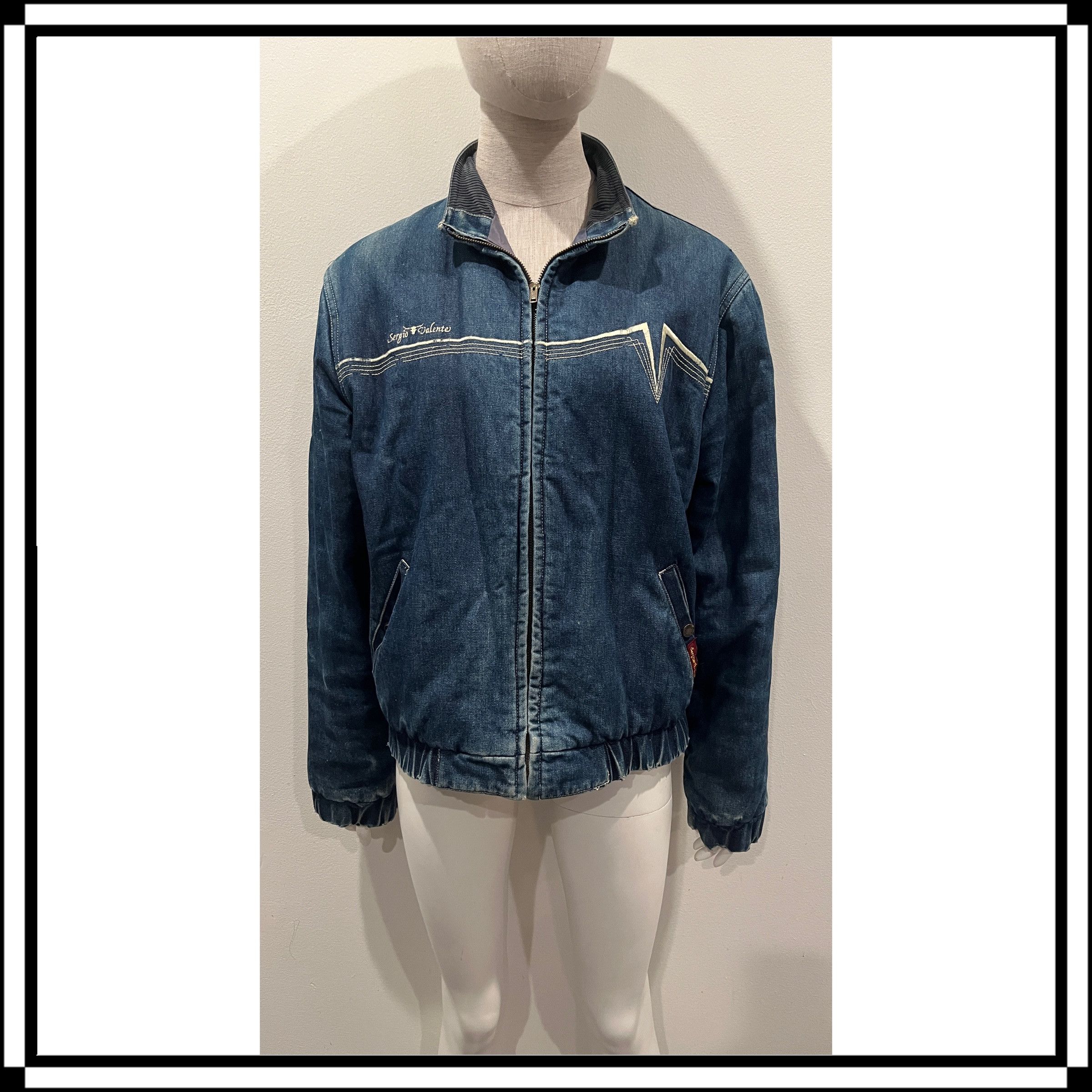 SERGIO VALENTE CHAMBRAY DENIM EMBROIDERED JACKET