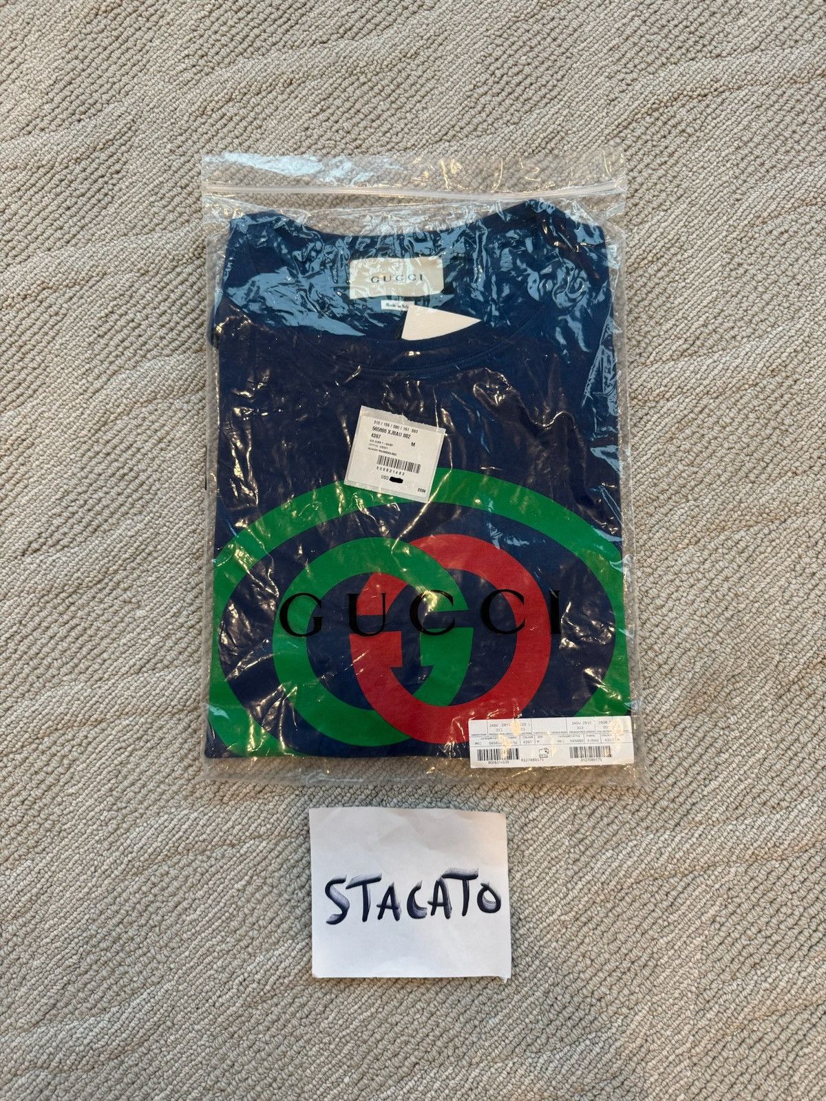 Gucci Guccy Sega Logo Black and Gold T-Shirt | Grailed