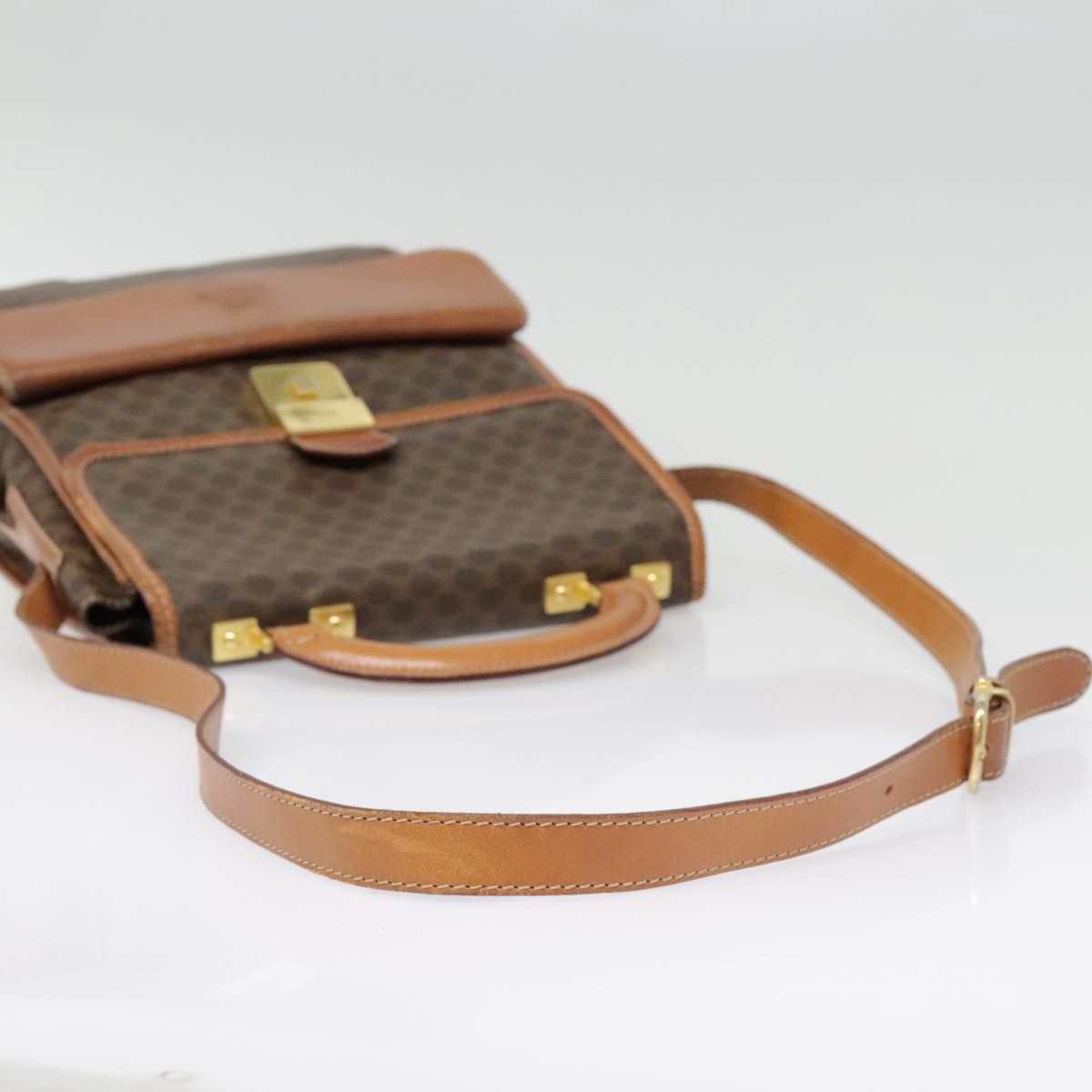 Celine CELINE Macadam Canvas Shoulder Bag Pvc Leather Brown Gold Size ONE SIZE - 8 Thumbnail
