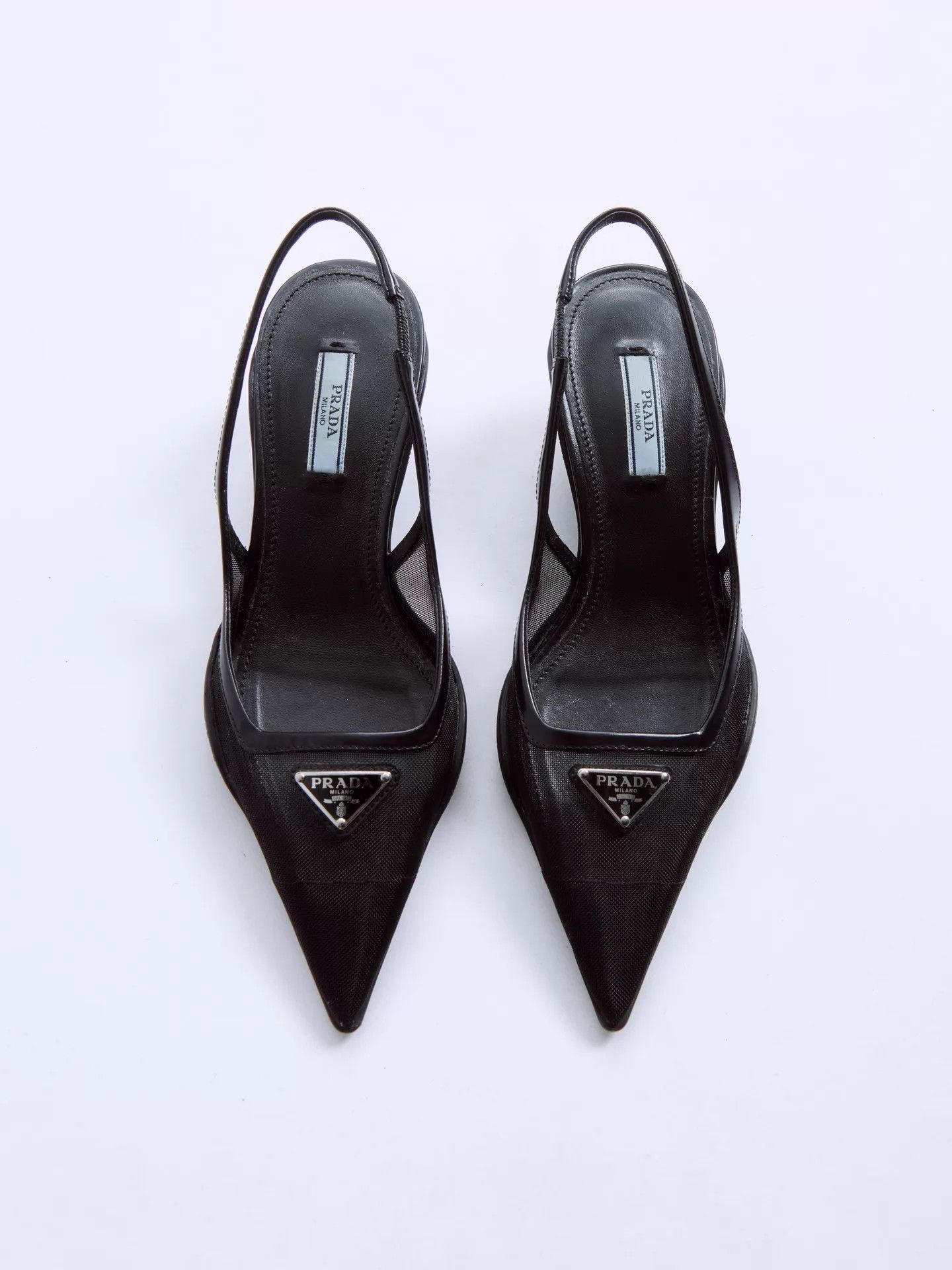 Prada PRADA 2022SS Black Nylon Mesh Cat Heels Tri Logo Size US 6.5 / IT 36.5 - 4 Thumbnail