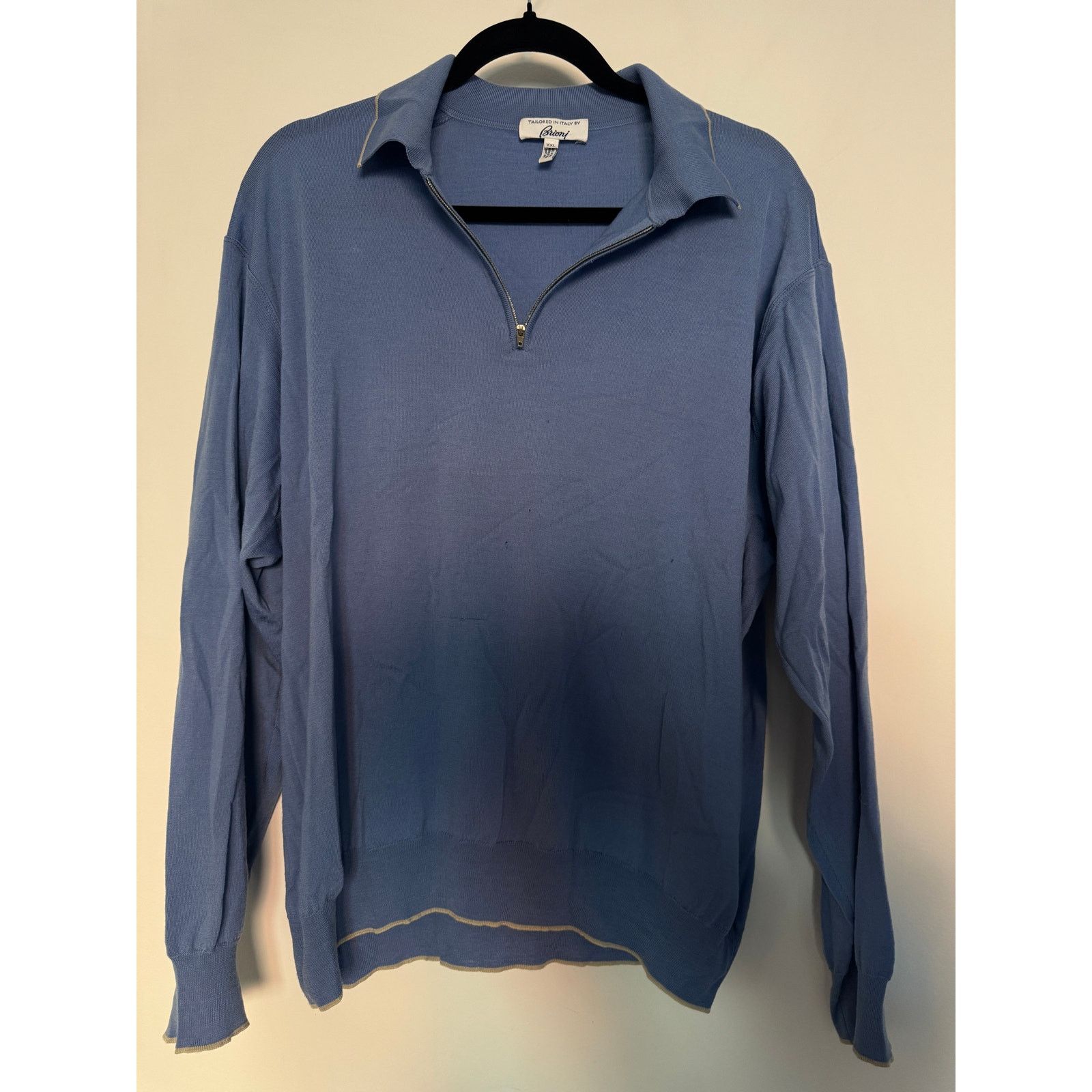Brioni Brioni Blue Wool Quarter Zip Pullover Size US XL / EU 56 / 4 - 1 Thumbnail