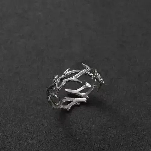 Jewelry x Vintage Adjustable Punk Thorns Ring in Silver, Men's