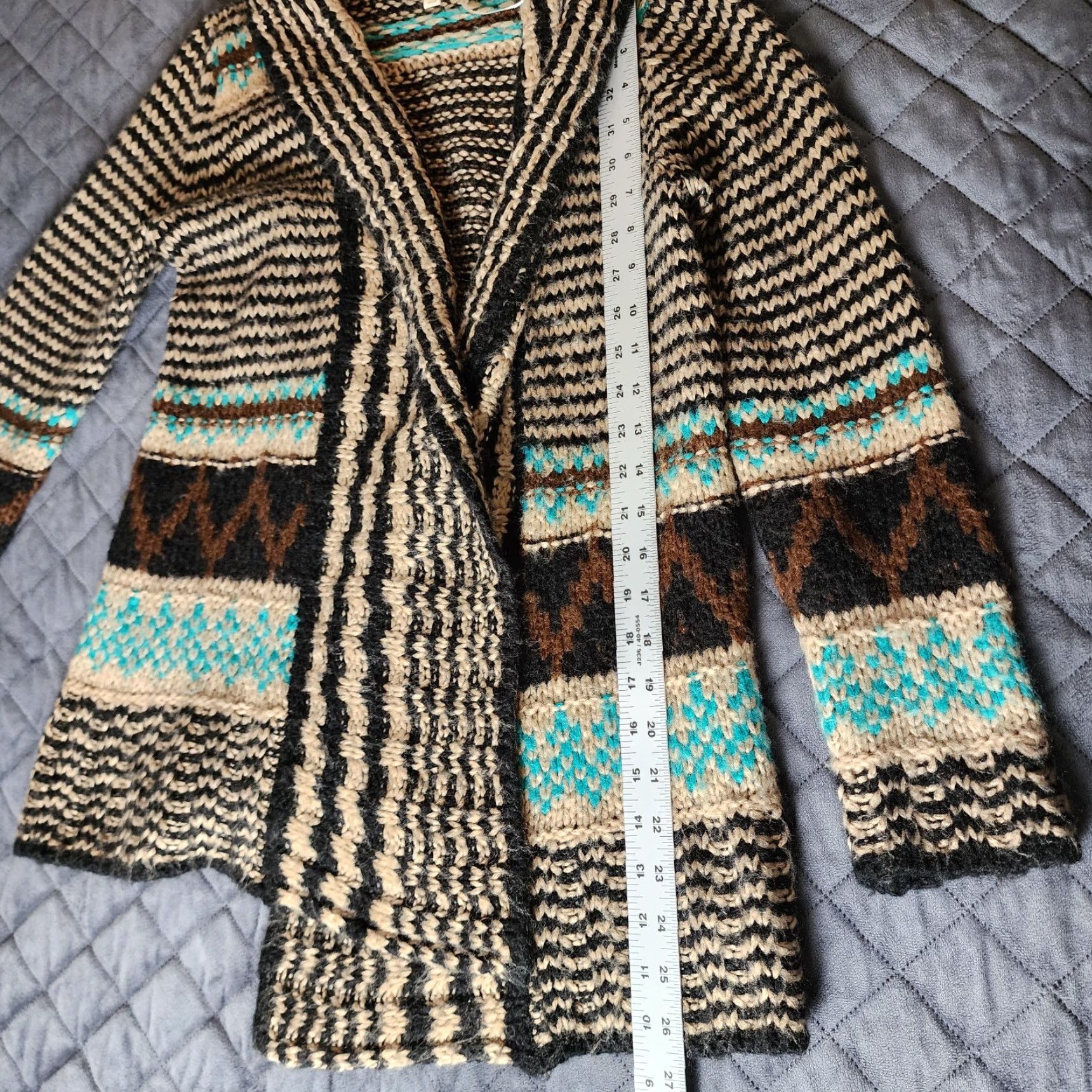 Vintage PINK REPUBLIC Womens Large Brown Open-Knit Cardigan Sweater Size L / US 10 / IT 46 - 5 Thumbnail