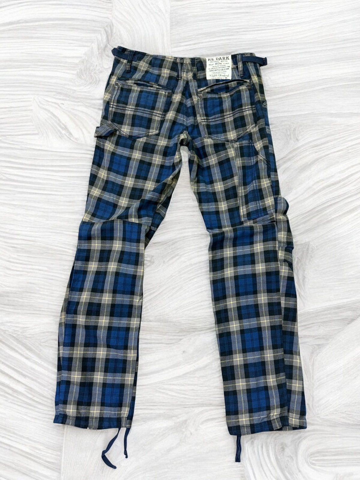 Japanese Brand VINTAGE RE DARK PLAID BLUE TARTAN PLAID PUNK DRAWSTRING PANT Size US 27 - 2 Thumbnail
