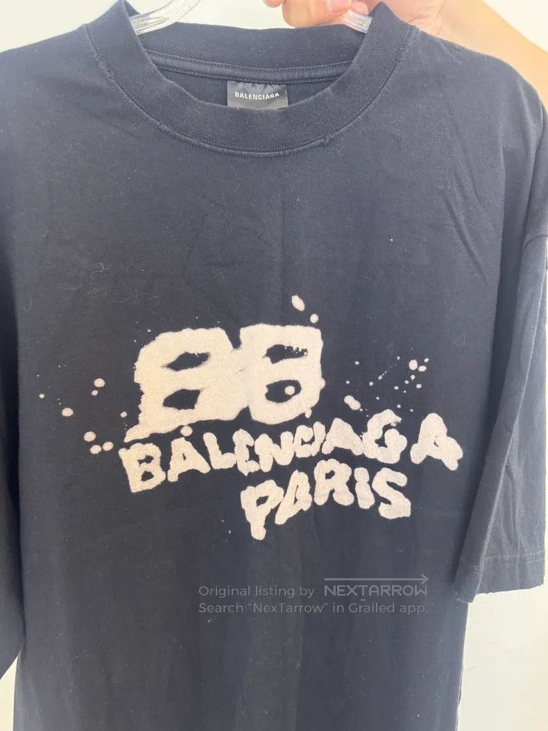 Balenciaga Balenciaga Black Splatter Letter Graffiti Short Sleeve T-S Size US L / EU 52-54 / 3 - 3 Thumbnail