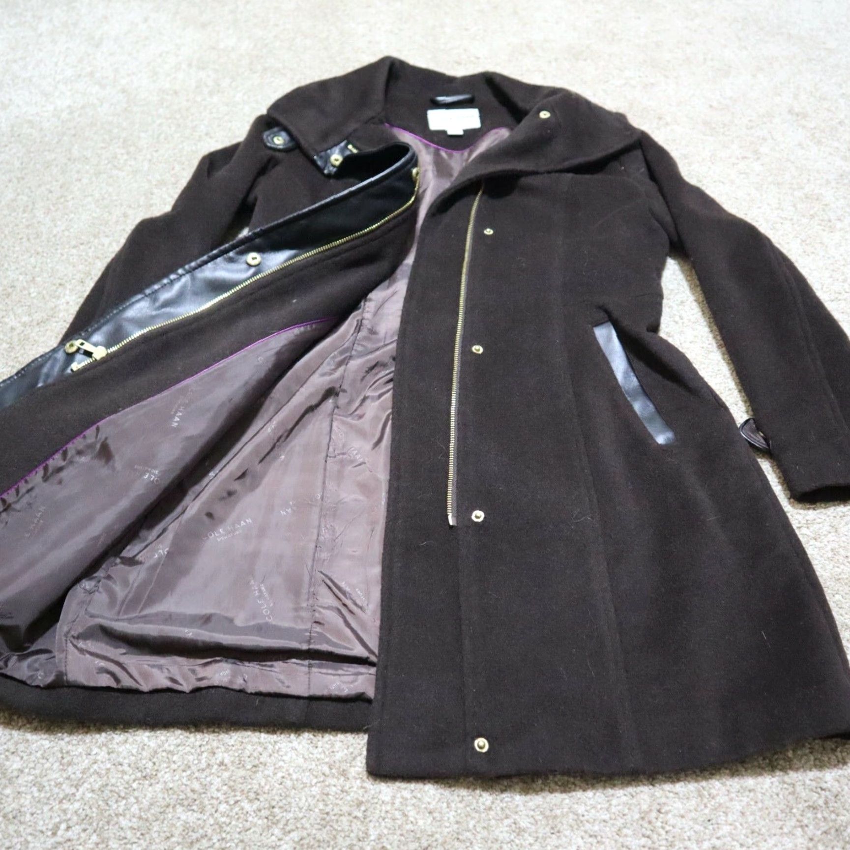 Cole Haan VINTAGE Cole Haan Coat Wool Blend Long Overcoat Zip Button Women Size 2 Brown 90s Womens Size XS / US 0-2 / IT 36-38 - 2 Thumbnail