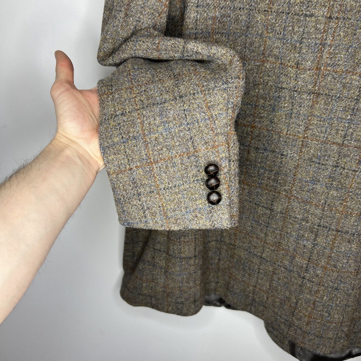 Harris Tweed Vtg Harris Tweed Grey Coat WOOL Jacket Blazer 44 R Size 44R - 11 Thumbnail