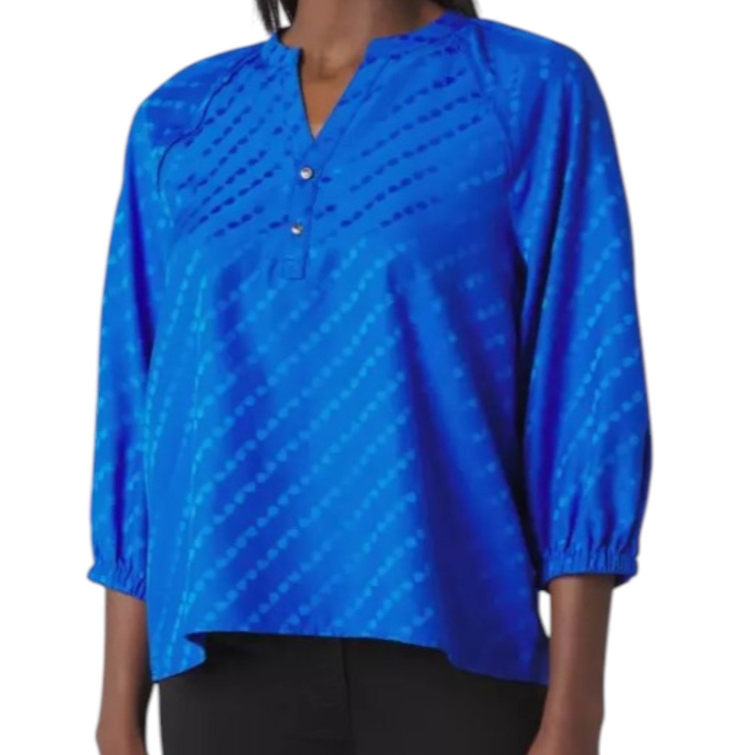 Karl Lagerfeld Sunglass Jacquard Blouse - Stitch Fix Split Neck Top Size M / US 6-8 / IT 42-44 - 2 Thumbnail