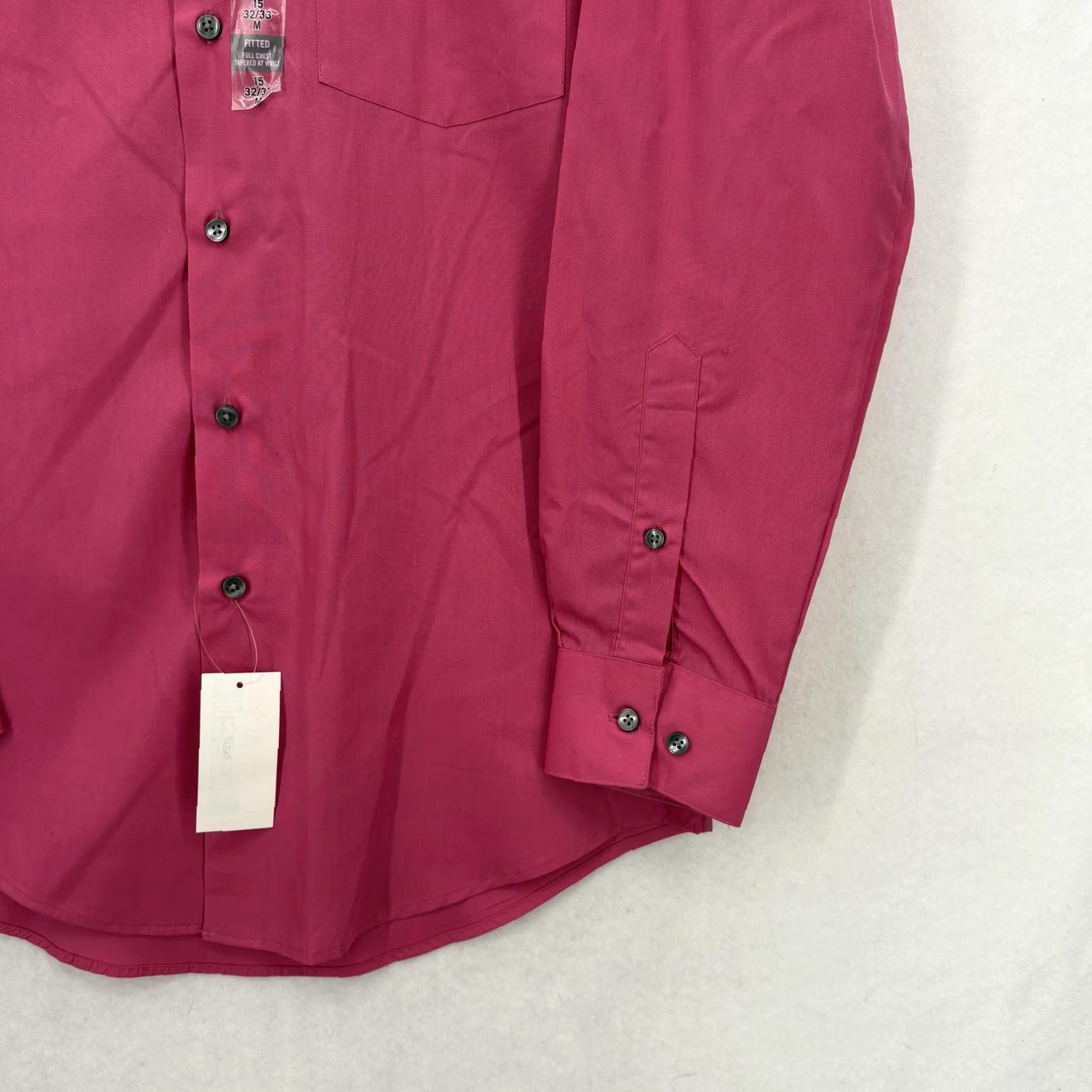 Van Heusen Van Heusen Dress Shirt Mens 15 32/33 M Desert Rose Fitted Wrinkle Free NWT Size 40R - 3 Thumbnail