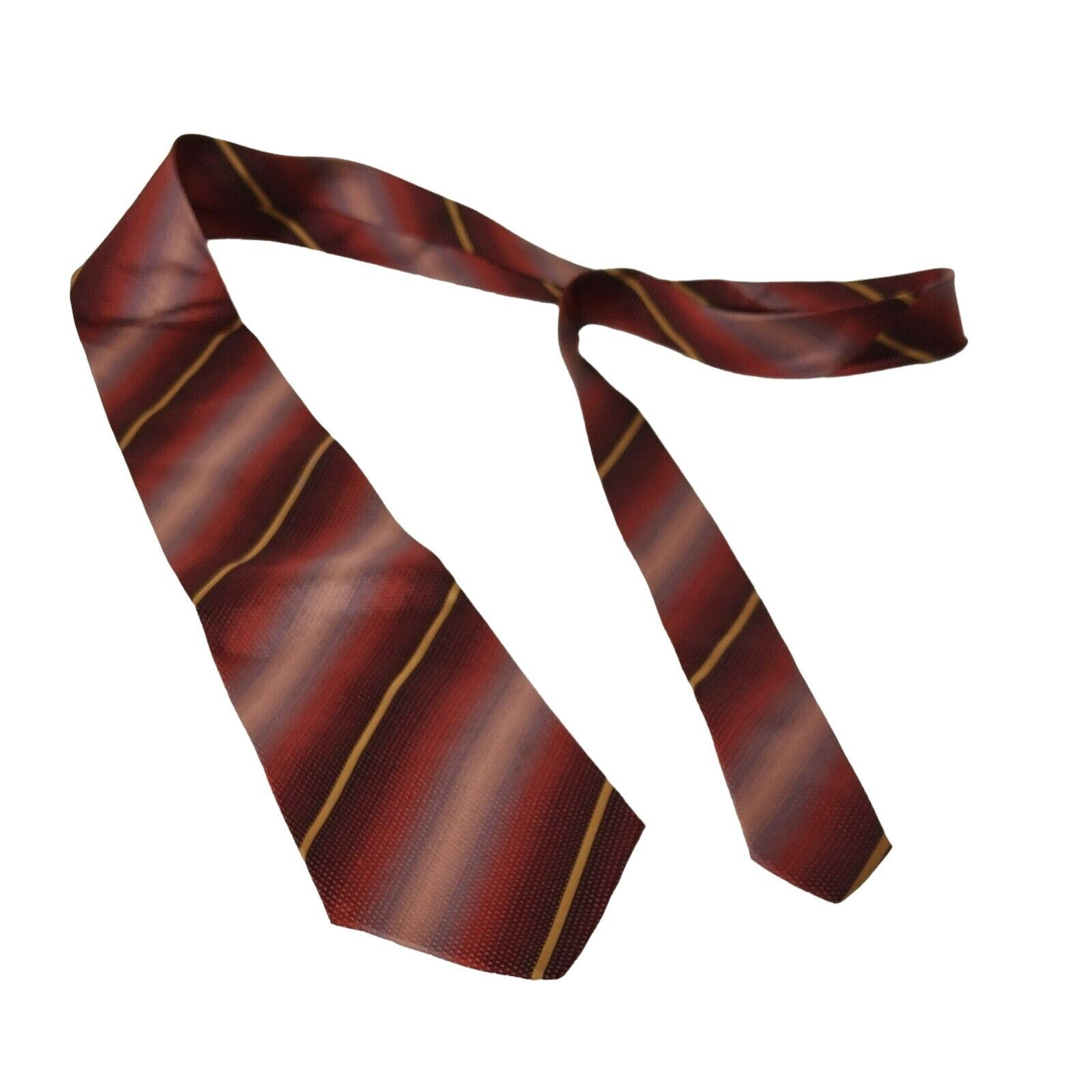 Calvin Klein Calvin Klein Silk Tie Necktie Red Gold Stripe Made in Italy Size ONE SIZE - 2 Thumbnail
