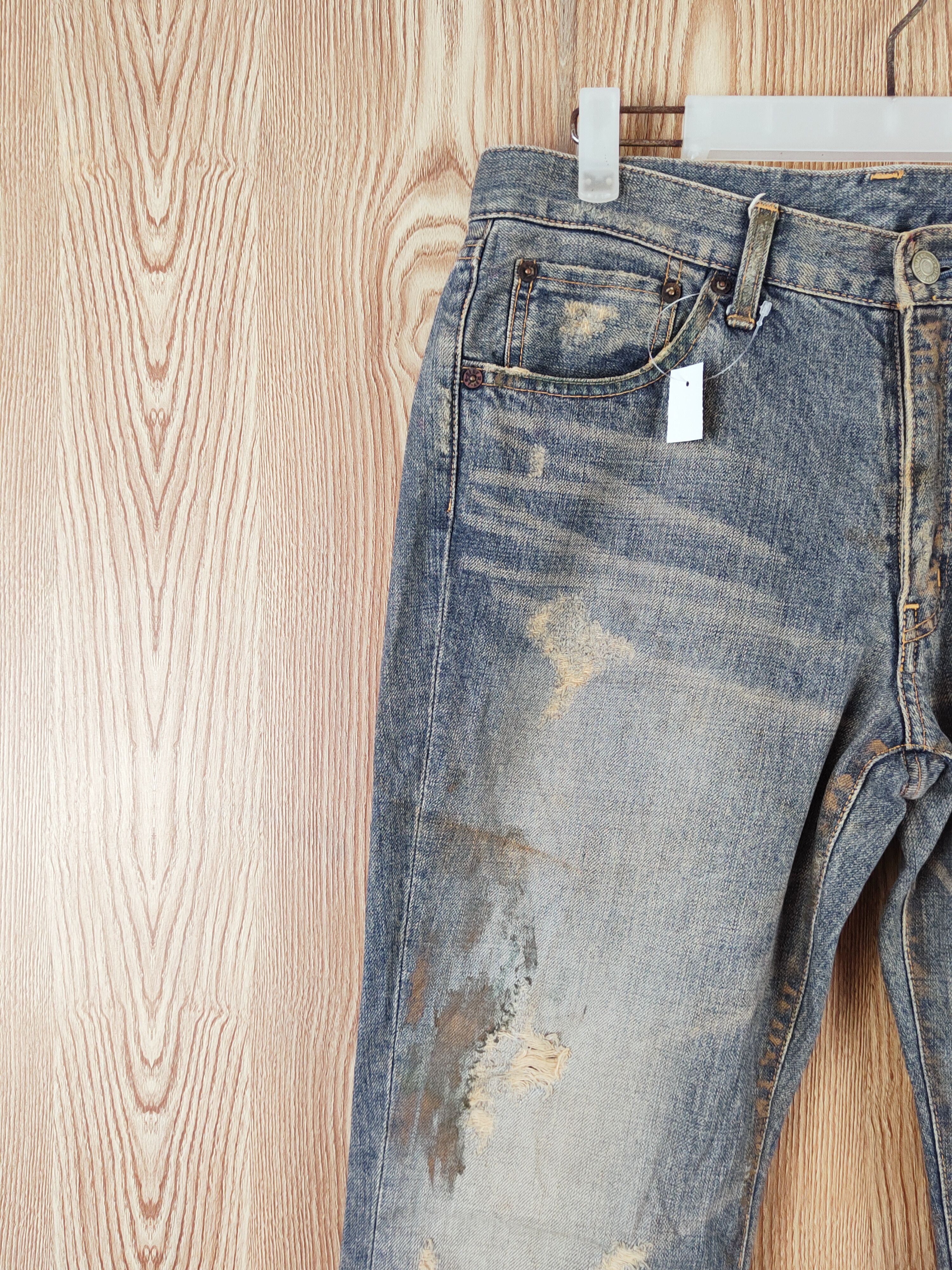 Japanese Brand Blue Way Dark Blue Faded Distressed Ripped Jeans #W784 Size US 32 / EU 48 - 3 Thumbnail