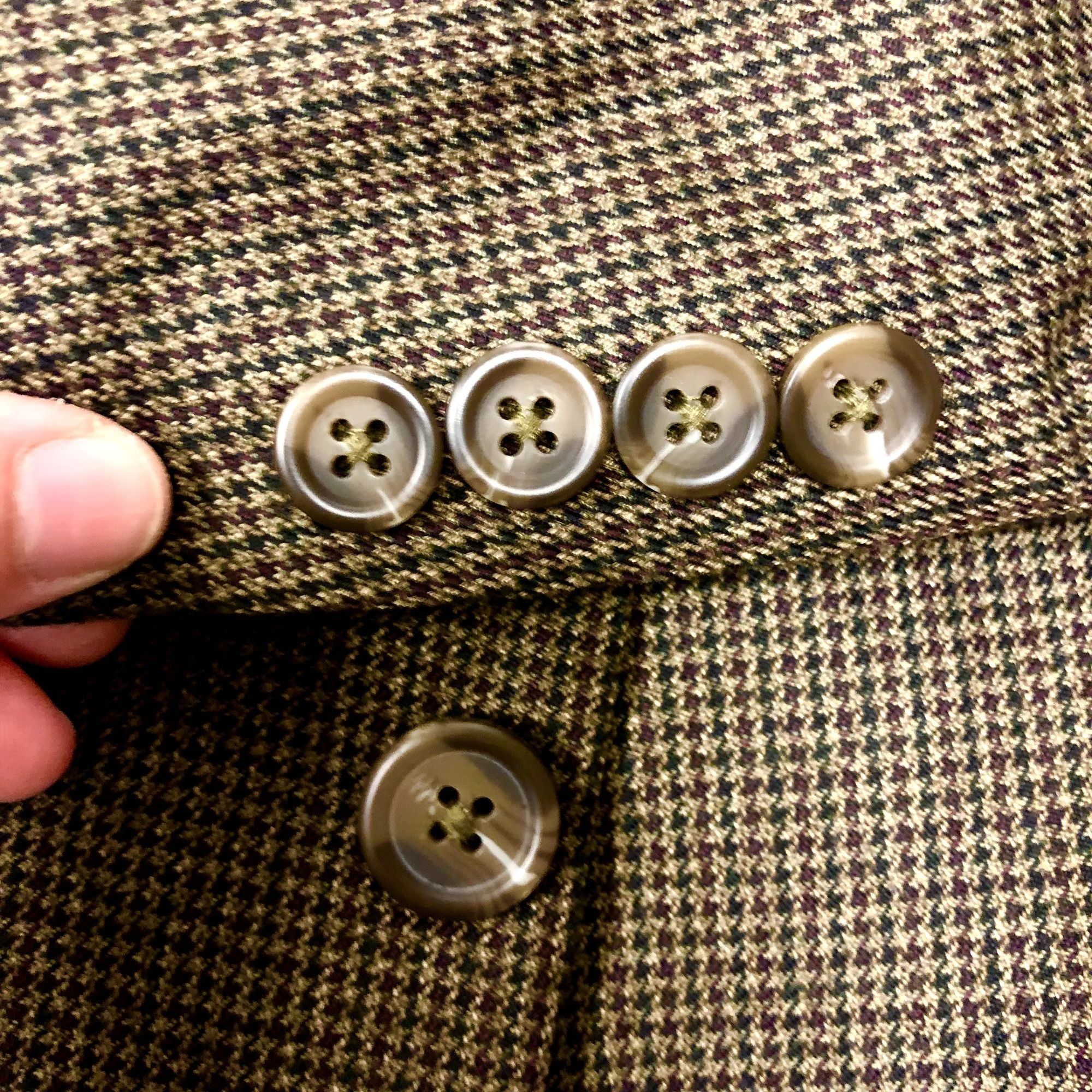 Chaps Ralph Lauren OLIVE Brown Sport Coat HOUNDSTOOTH Jacket 46 R Size 46R - 3 Thumbnail