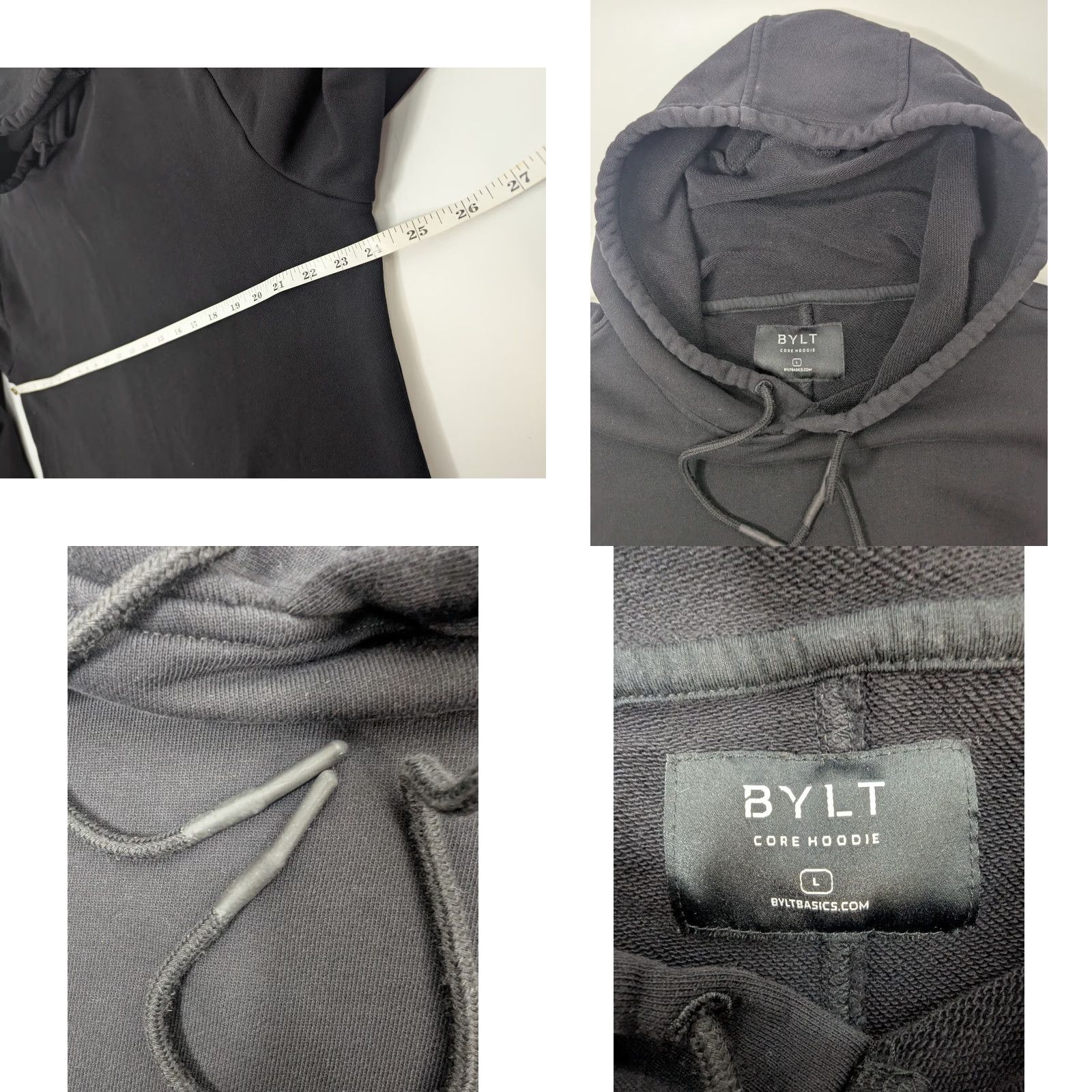 Vintage BYLT Hoodie Mens Large Black Pullover Hooded Sweatshirt with Pockets, Athletic Fit, Cotton French Terry, Drawstring, Kangaroo Pocket, 90s Sports Theme Size US L / EU 52-54 / 3 - 8 Thumbnail