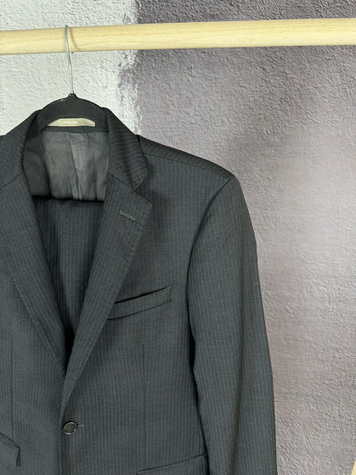 Paoloni Paoloni black graphite striped 2 button Quarantasei suit Size 36R - 4 Thumbnail