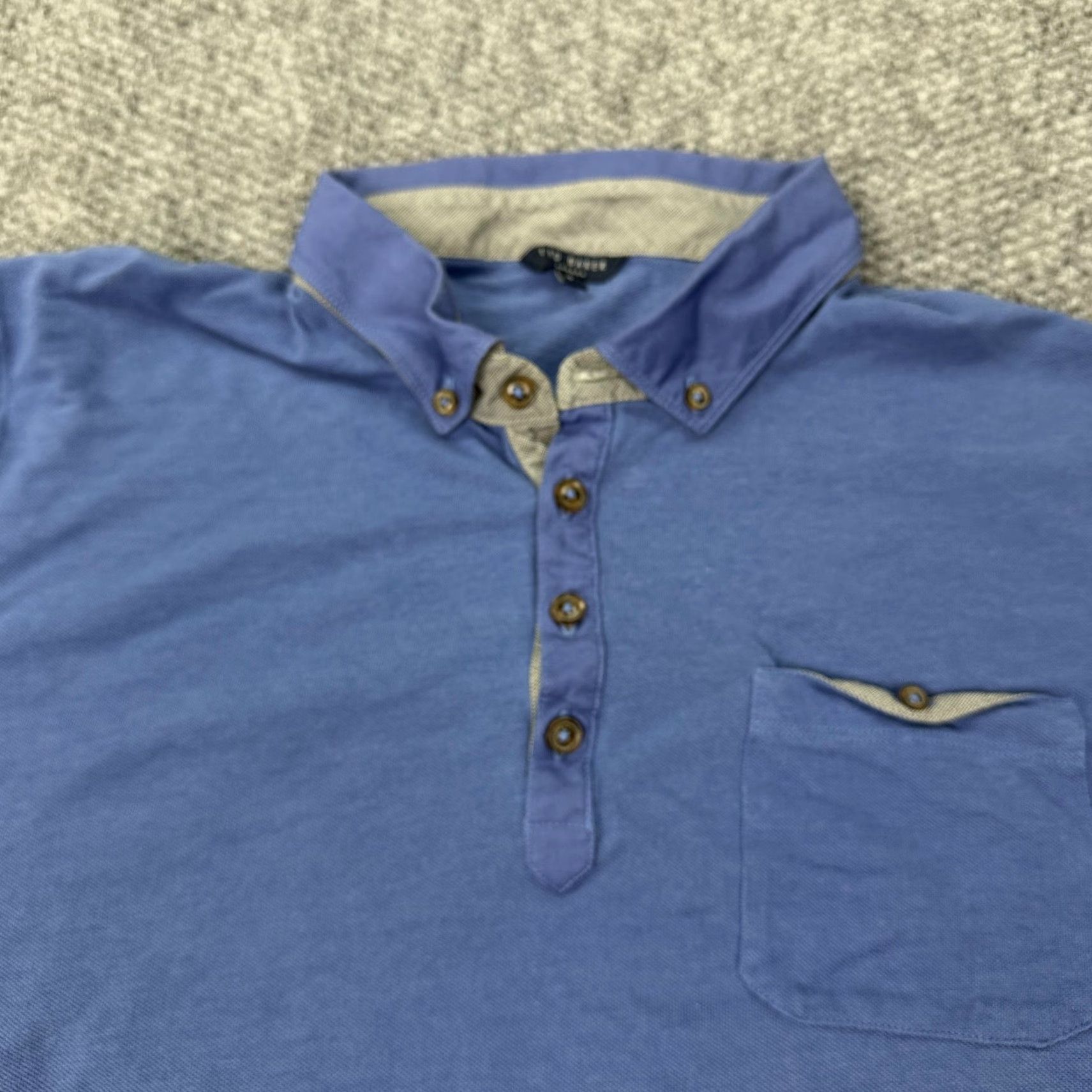Ted Baker Ted Baker London Polo Shirt 3XL Mens Blue Button Down Collar Pocket Contrast Size US XXL / EU 58 / 5 - 3 Thumbnail