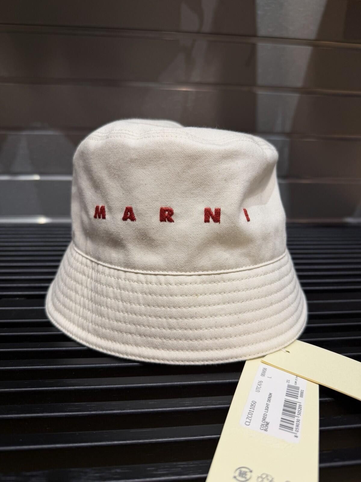 The Unbranded Brand MARNI Organic Gabardine Embroidered Logo Bucket Hat (L) Size ONE SIZE - 4 Thumbnail