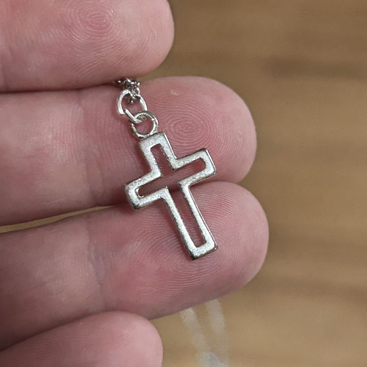 Handmade Handcrafted salvaged vintage open frame cross necklace Size ONE SIZE - 2 Thumbnail
