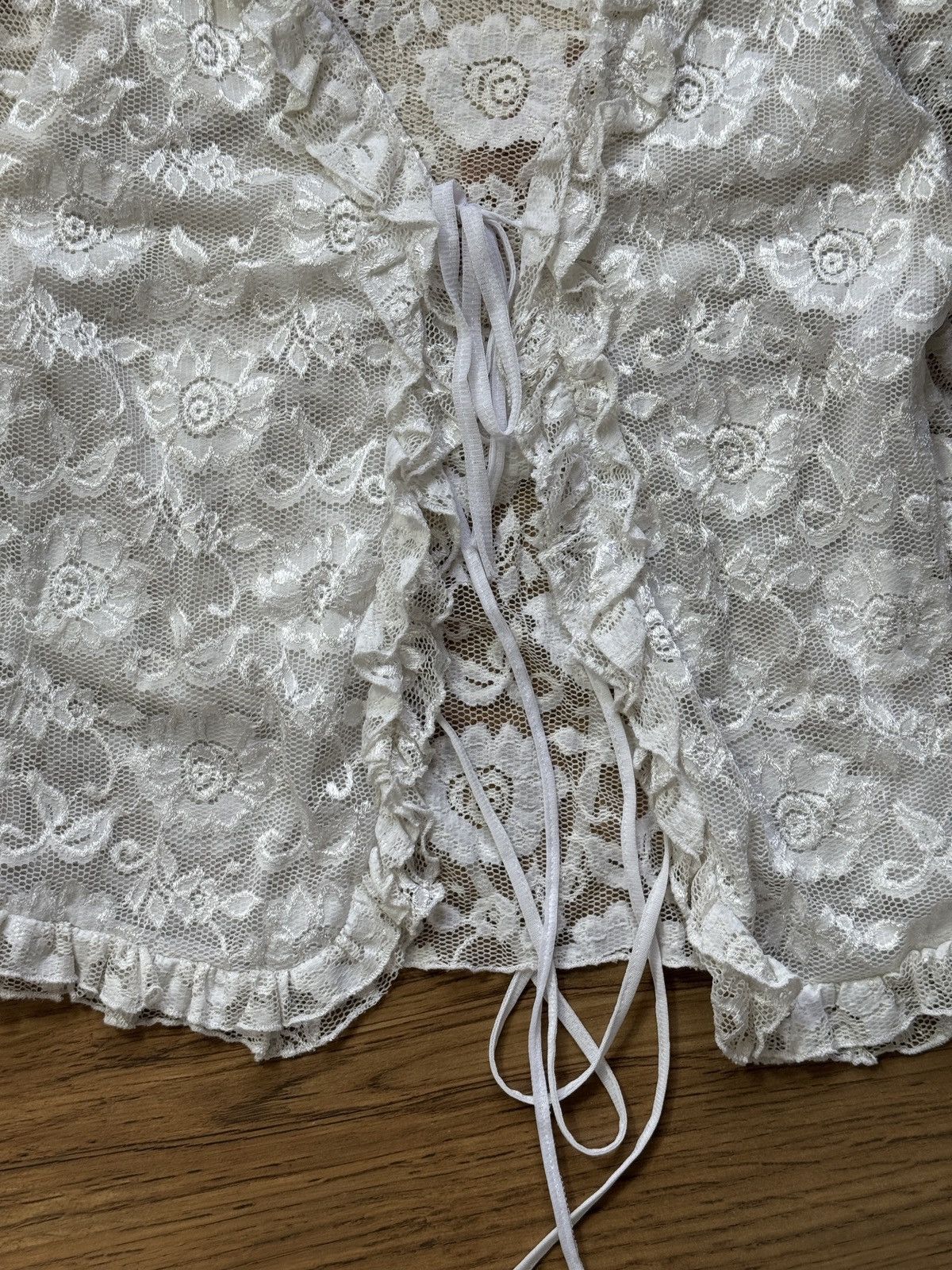 Japanese Brand × Vintage VINTAGE GUIPURE LACE MESH BLOUSE WITH RUFFLES Size XL / US 12-14 / IT 48-50 - 2 Thumbnail