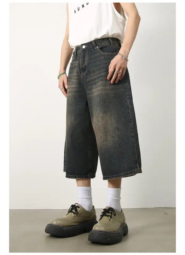 Japanese Brand Retro all-match loose distressed denim shorts Size US 32 / EU 48 - 4 Thumbnail