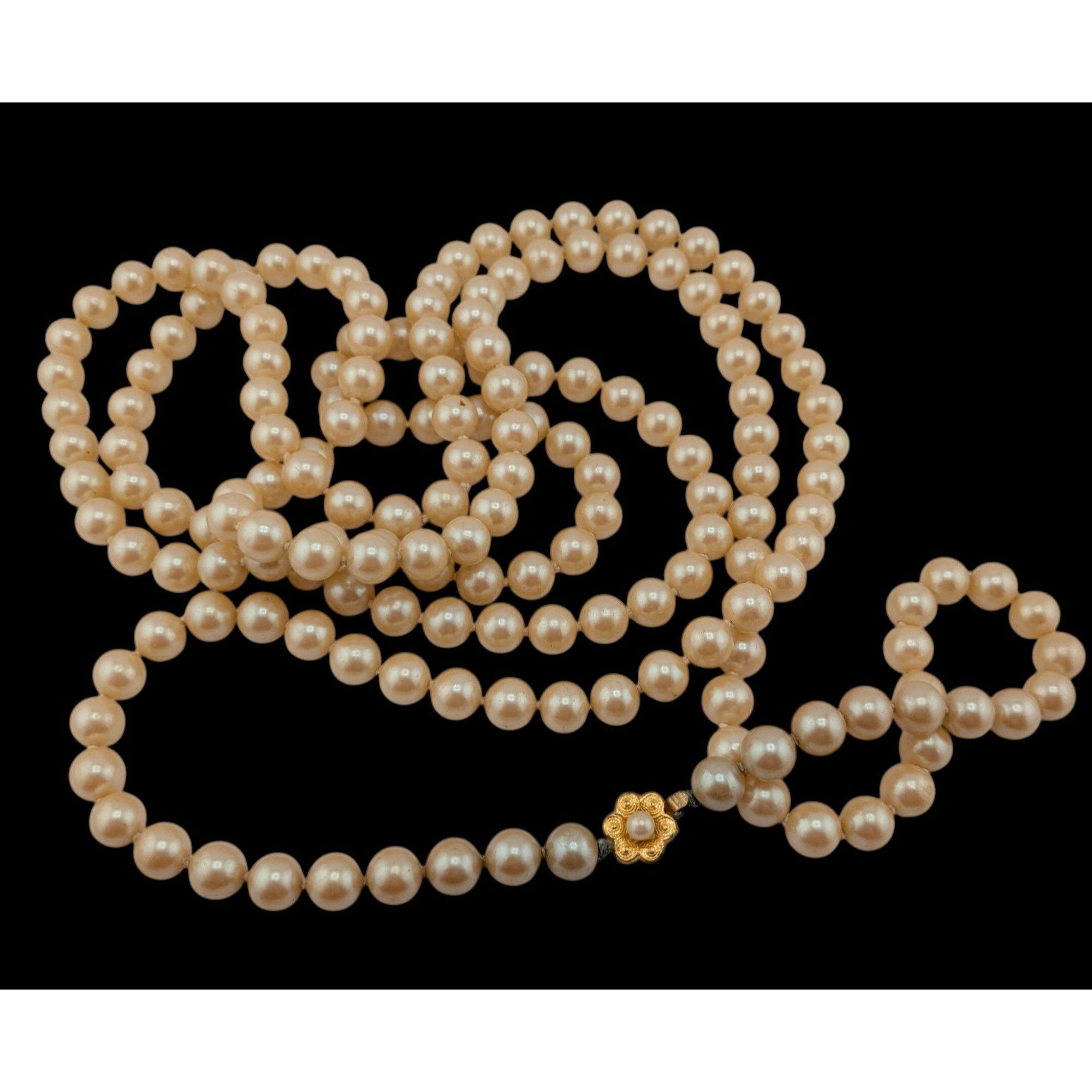 Other Vintage Glam 60-Inch Faux Pearl Necklace With Floral Box Cla Size ONE SIZE - 1 Thumbnail