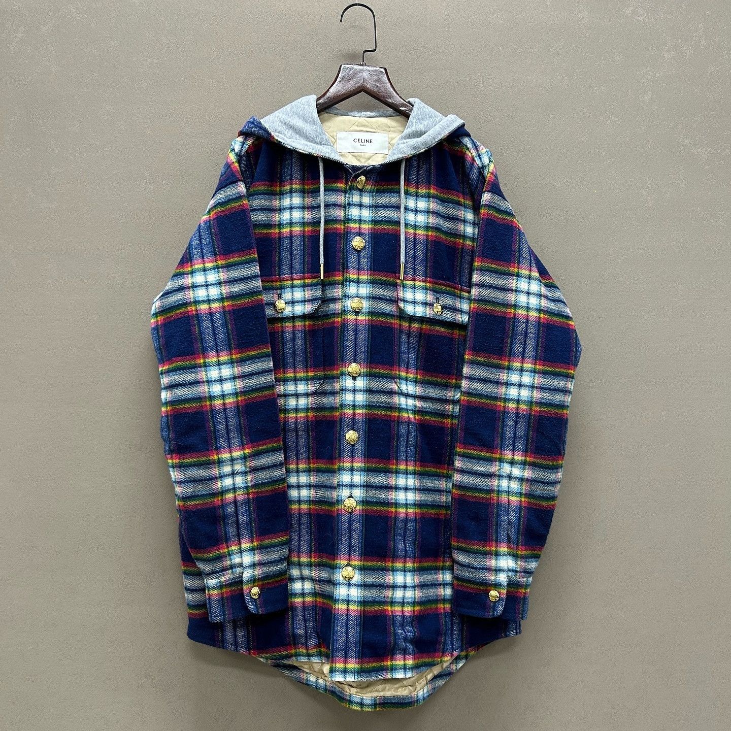 Celine CELINE Plaid Hooded Button Up Size 34 Size XS / US 0-2 / IT 36-38 - 1 Thumbnail