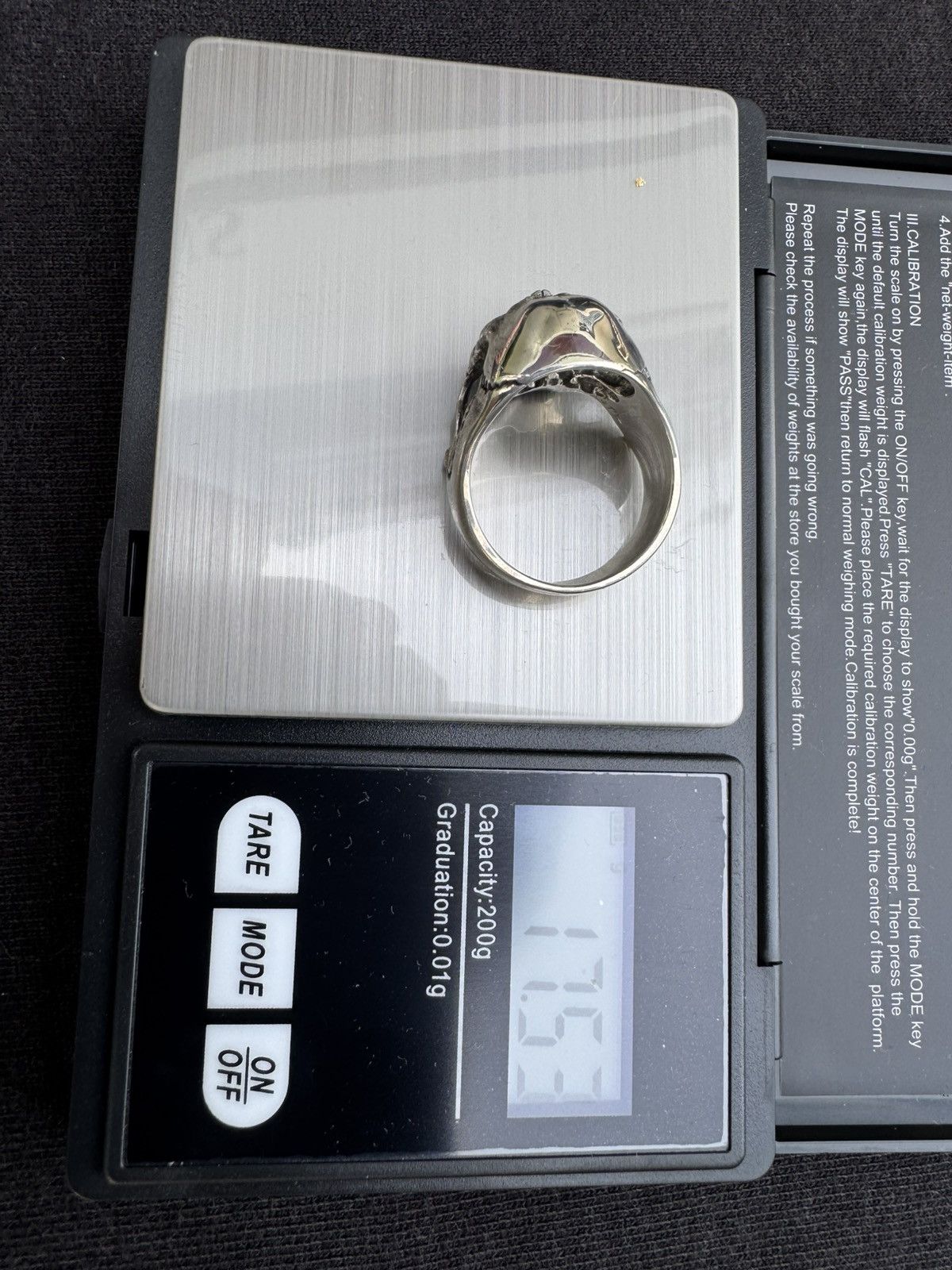 Other Ape Object Sterling Silver Skull Ring - Half-Jaw Design Size ONE SIZE - 6 Thumbnail