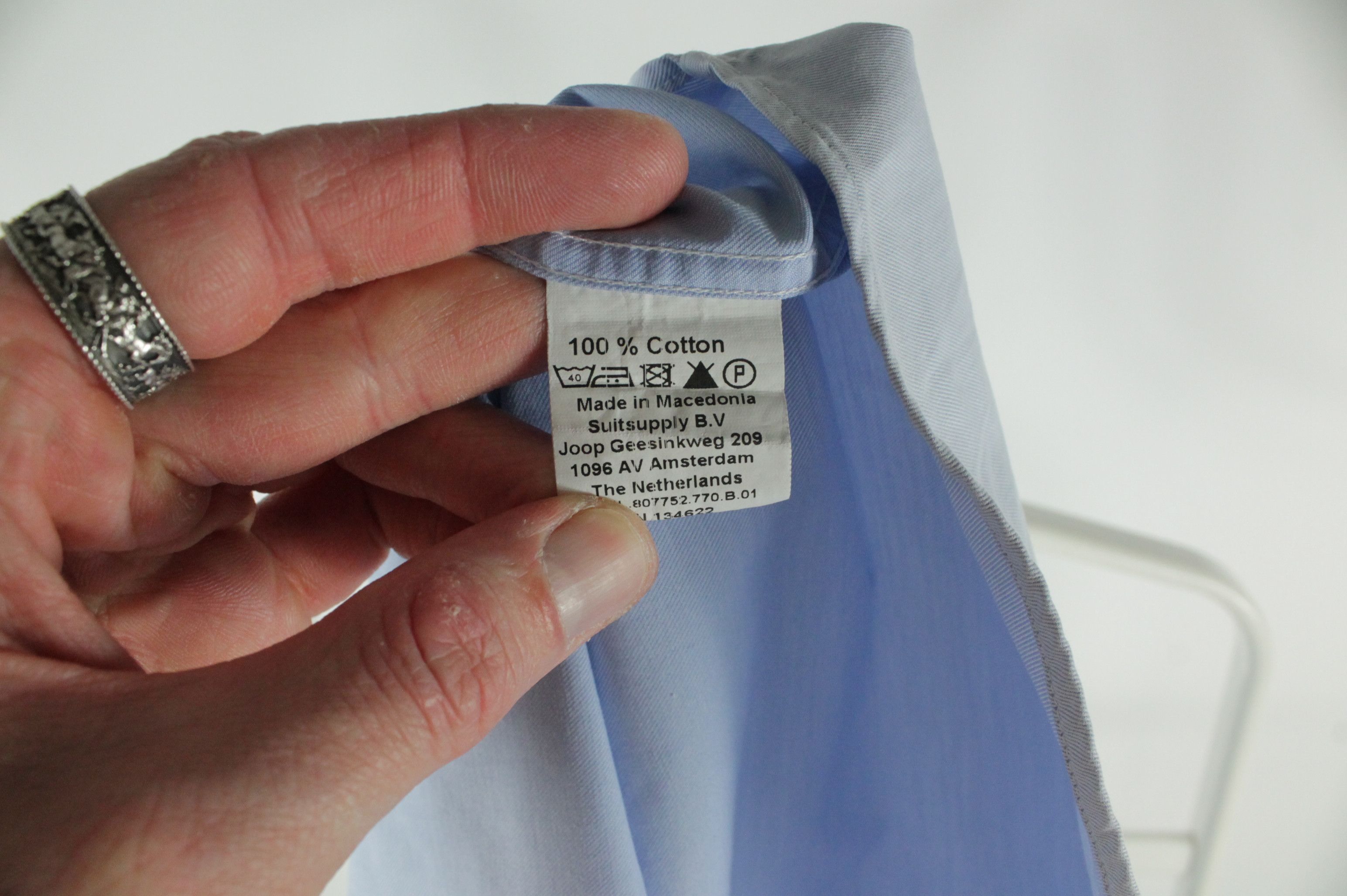 Designer × Suitsupply Suitsupply Cotton Two Ply Slim Fit Formal Light Blue Shirt Size US L / EU 52-54 / 3 - 9 Thumbnail