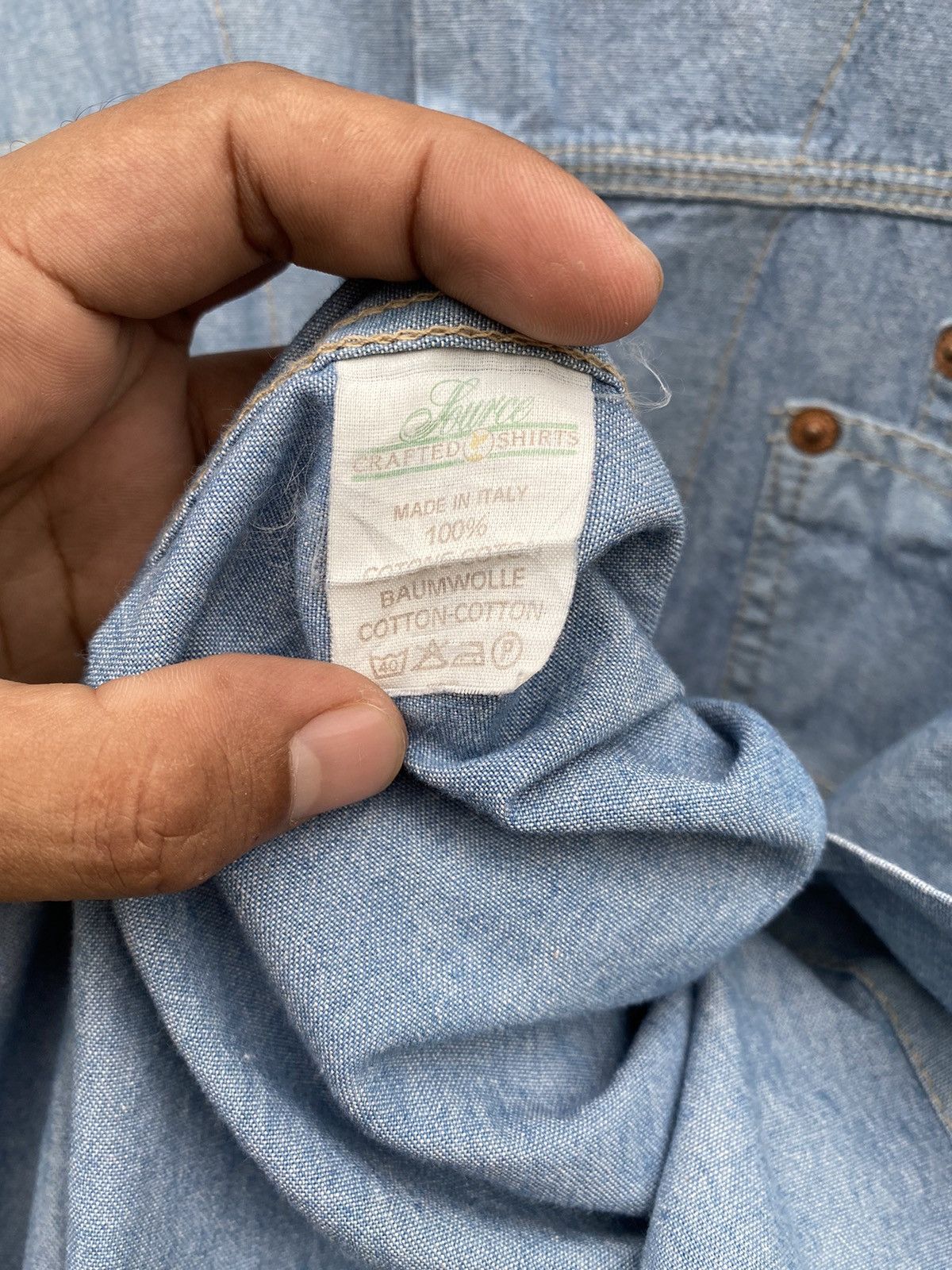 Vintage VTG Chambray Source Crafted Shirt Workwear Metal Snap Button Size US L / EU 52-54 / 3 - 7 Thumbnail