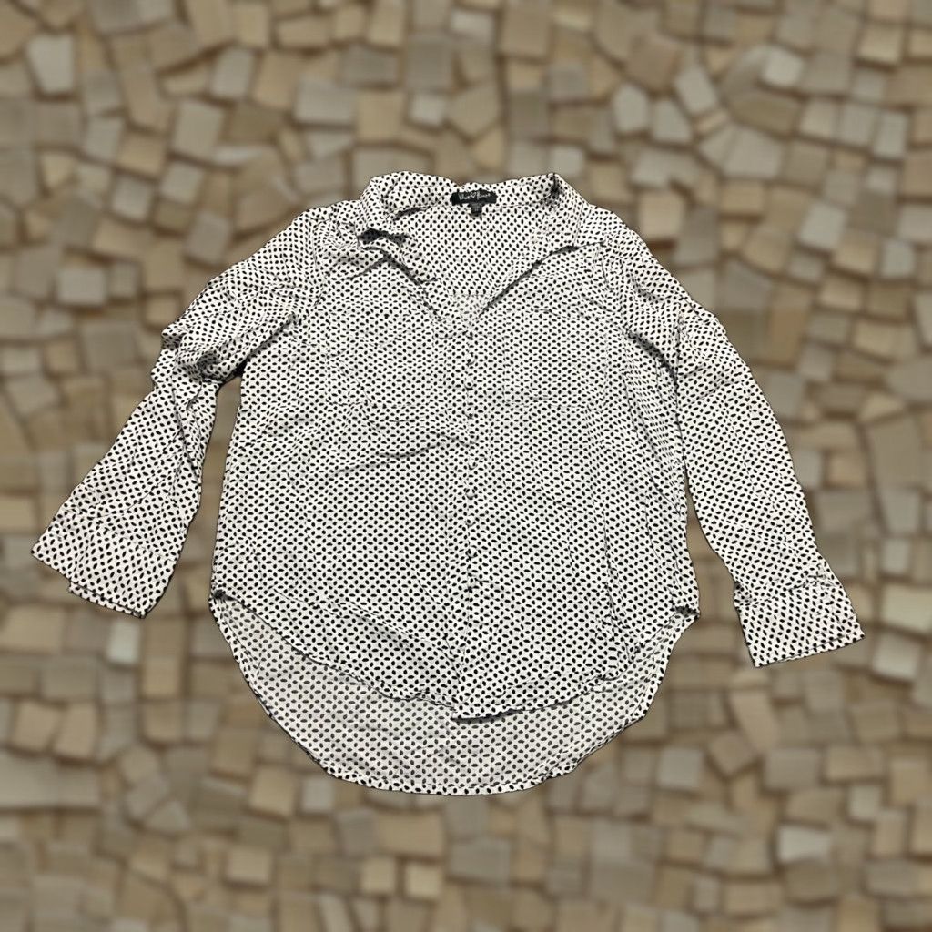 Velvet Velvet Heart Shirt Womens Medium Black White Polka Dots Long Sleeve Button Up"} Size M / US 6-8 / IT 42-44 - 1 Thumbnail