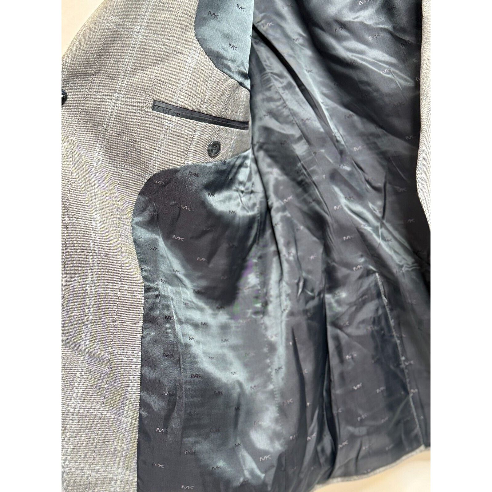 Michael Kors Michael Kors Light Gray Windowpane Blazer Sport Coat 44L Size 44L - 12 Thumbnail