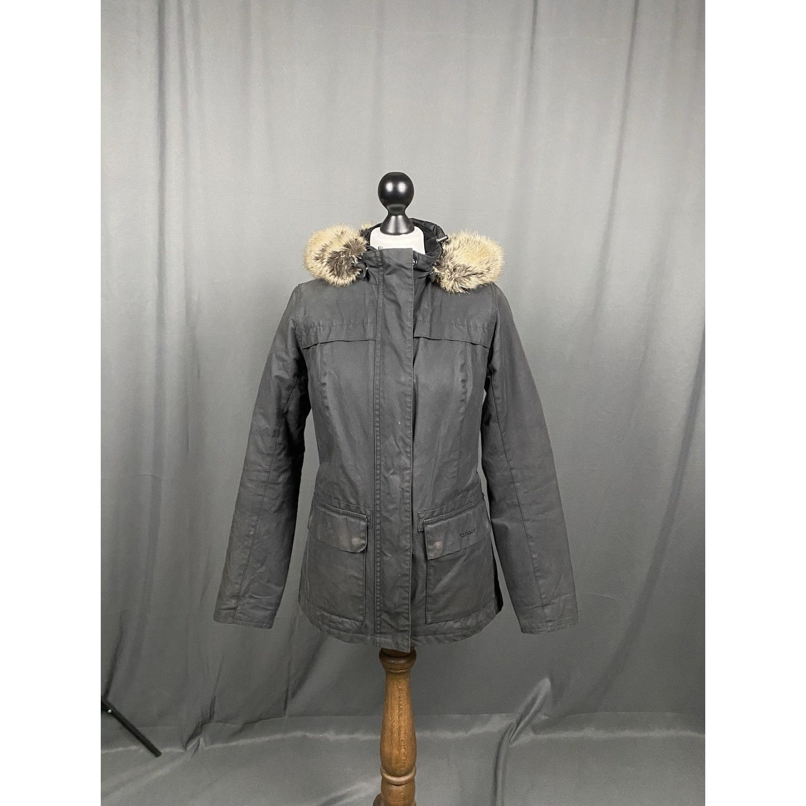 Barbour Barbour Ellen Women's Black Hooded Waxed Parka Jacket Size U Size L / US 10 / IT 46 - 4 Thumbnail
