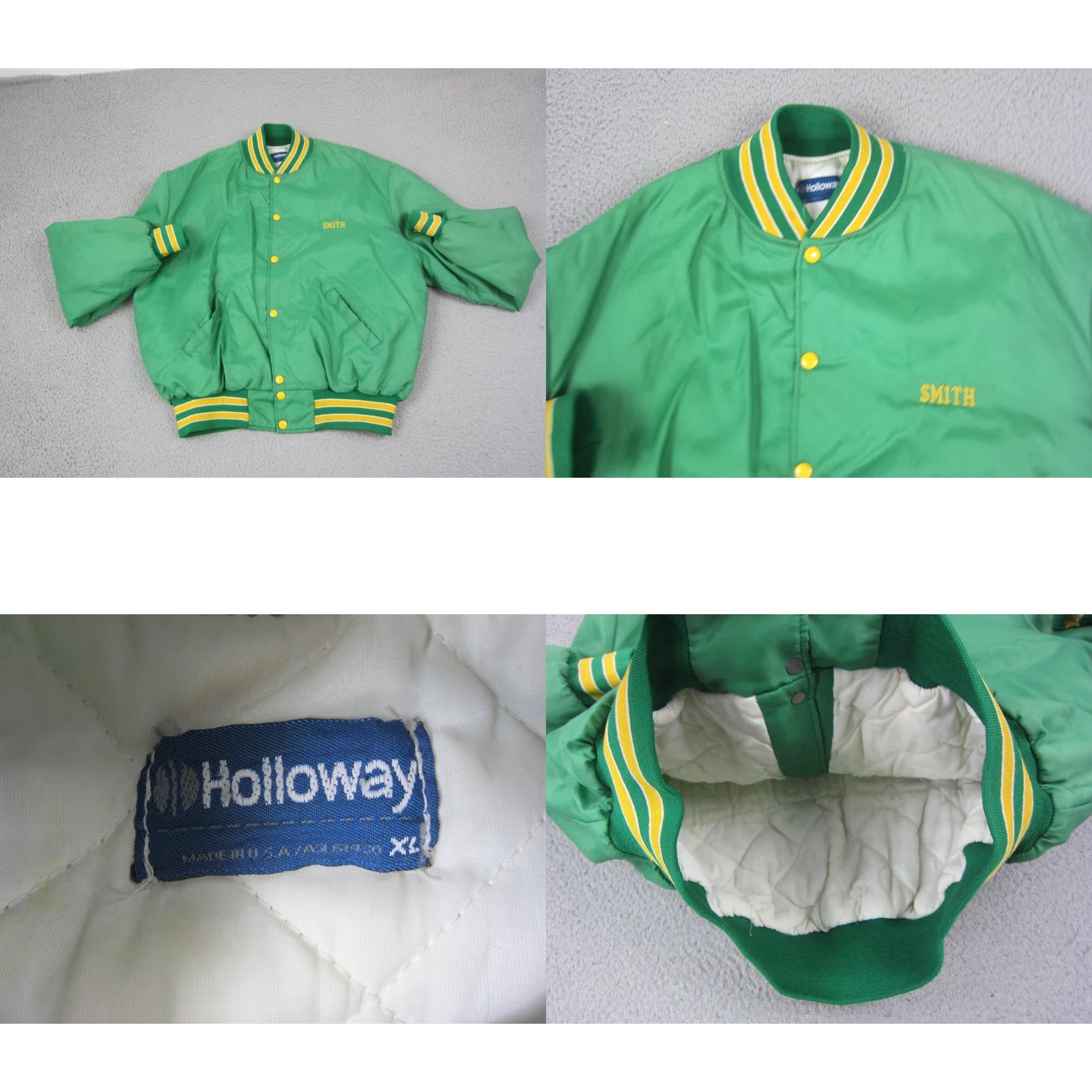 Holloway VINTAGE Holloway Kennedy Football Varsity Jacket Mens XL Green 80s Football Workwear Casual Short Jacket Coat Man Green XL Mens Size US XL / EU 56 / 4 - 8 Thumbnail
