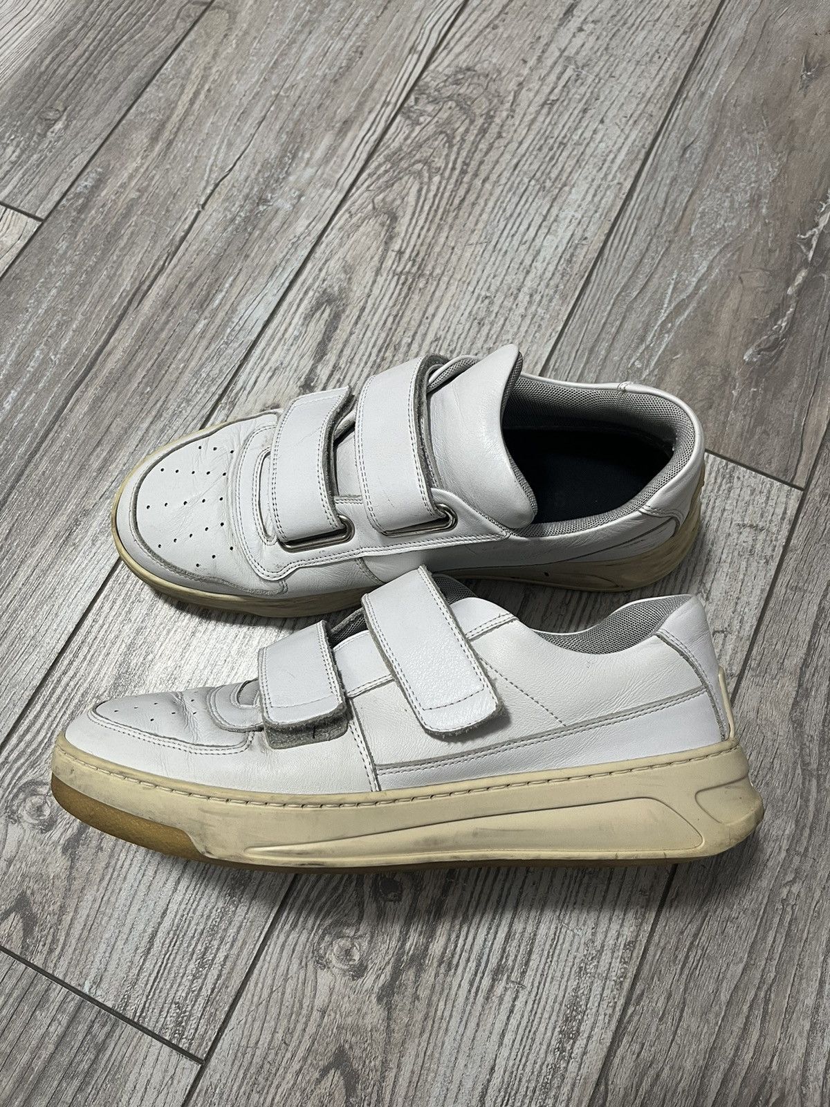Acne studios Velcro white beige logo sneakers boots designer