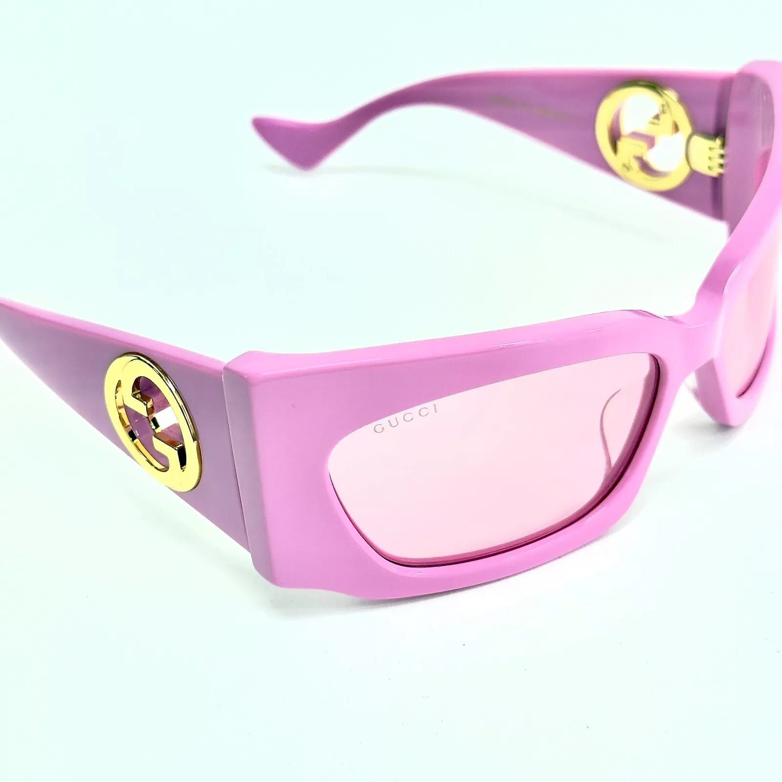 Gucci GUCCI 1412 Pink Gold Logo Gg1412S Geometric Sunglasses 003 Size ONE SIZE - 9 Thumbnail