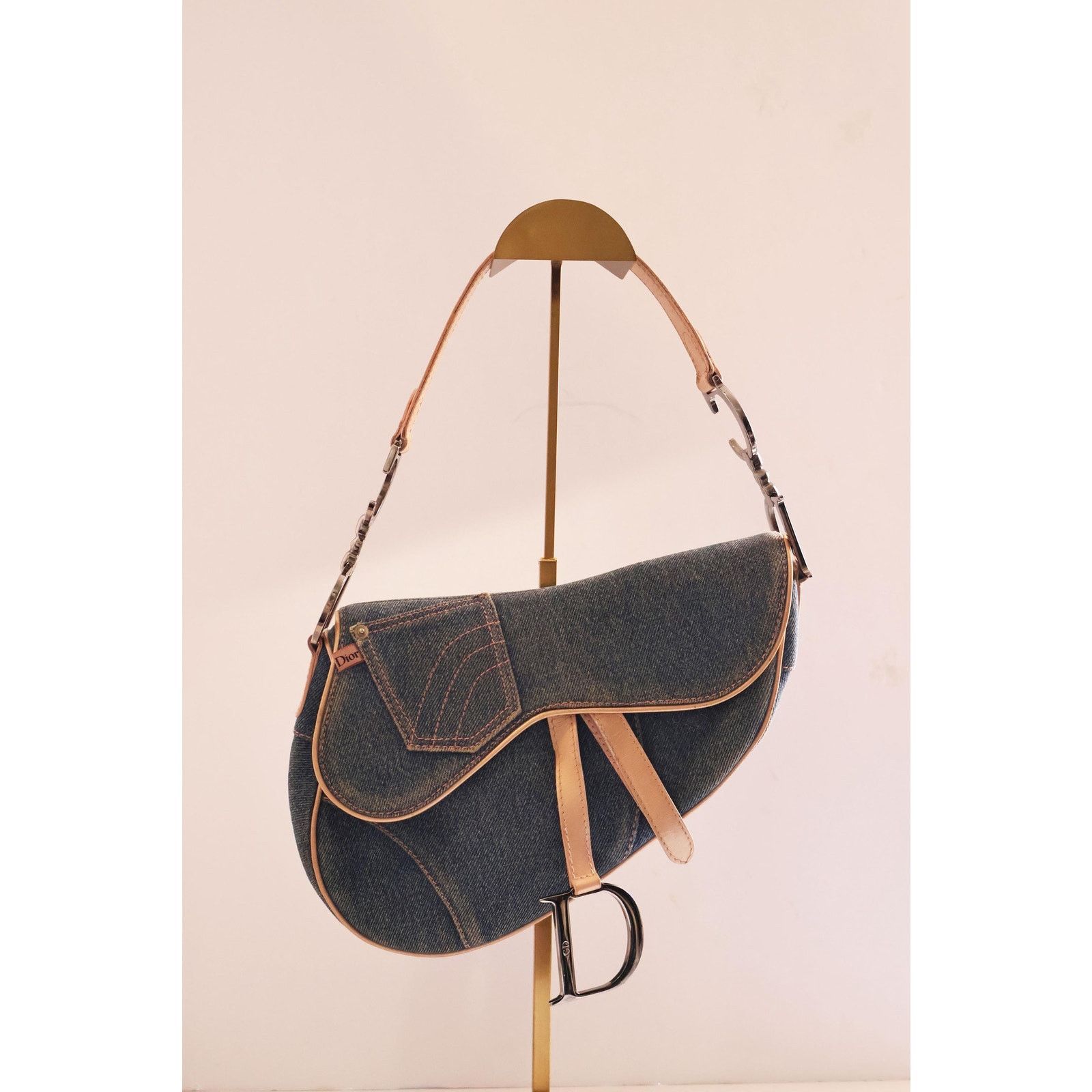 Dior RARE Christian Dior Blue Denim Saddle Bag Size ONE SIZE - 1 Thumbnail