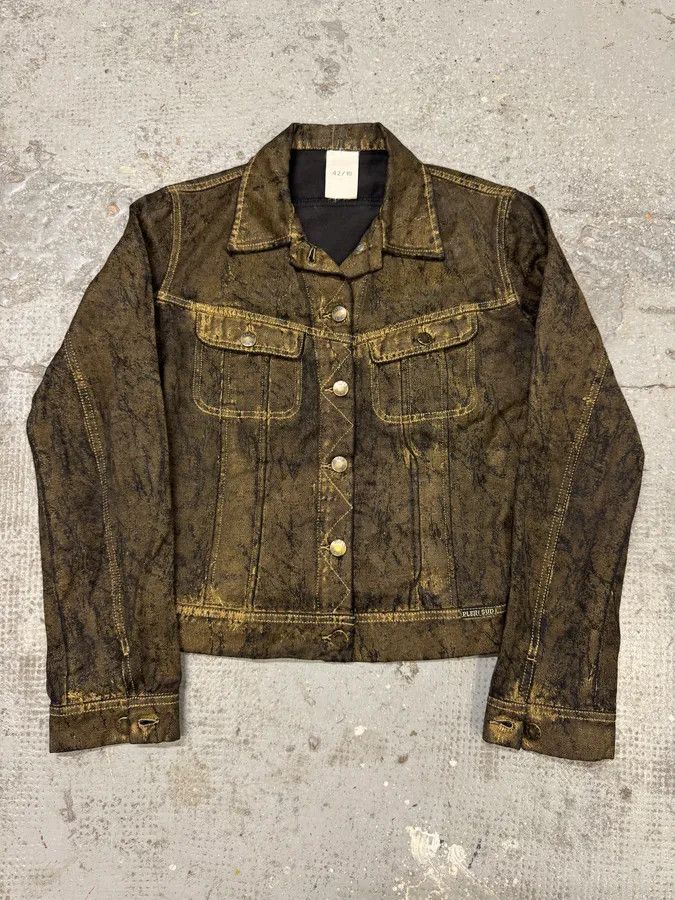 Vintage 2000s Plein Sud Olive Painted Effect Eroded Jacket Size S / US 4 / IT 40 - 1 Thumbnail