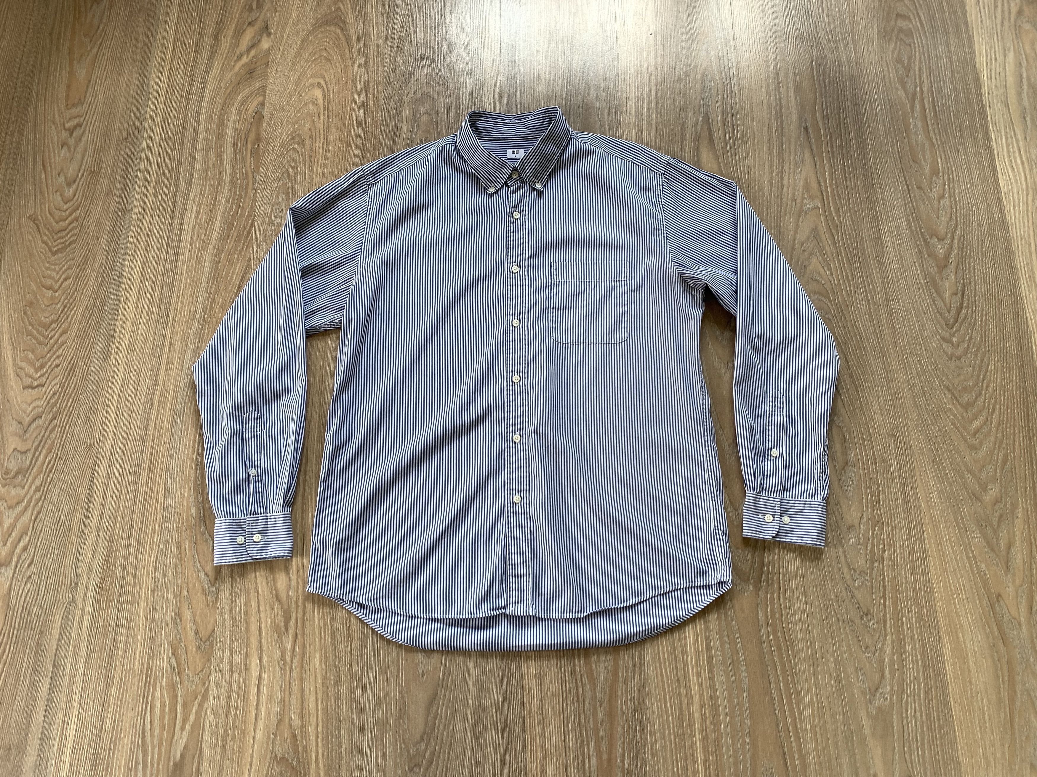 Uniqlo × Vintage Uniqlo Cotton Long Sleeve Stripe Button Down Shirt Size US L / EU 52-54 / 3 - 9 Thumbnail