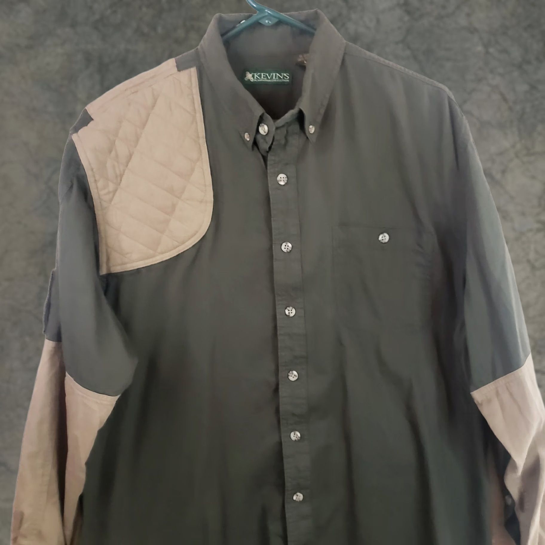 Vintage Kevin's Plantation Shooting Shirt Men’s L Green Button-Up Long Sleeve Patch" Size US L / EU 52-54 / 3 - 1 Thumbnail